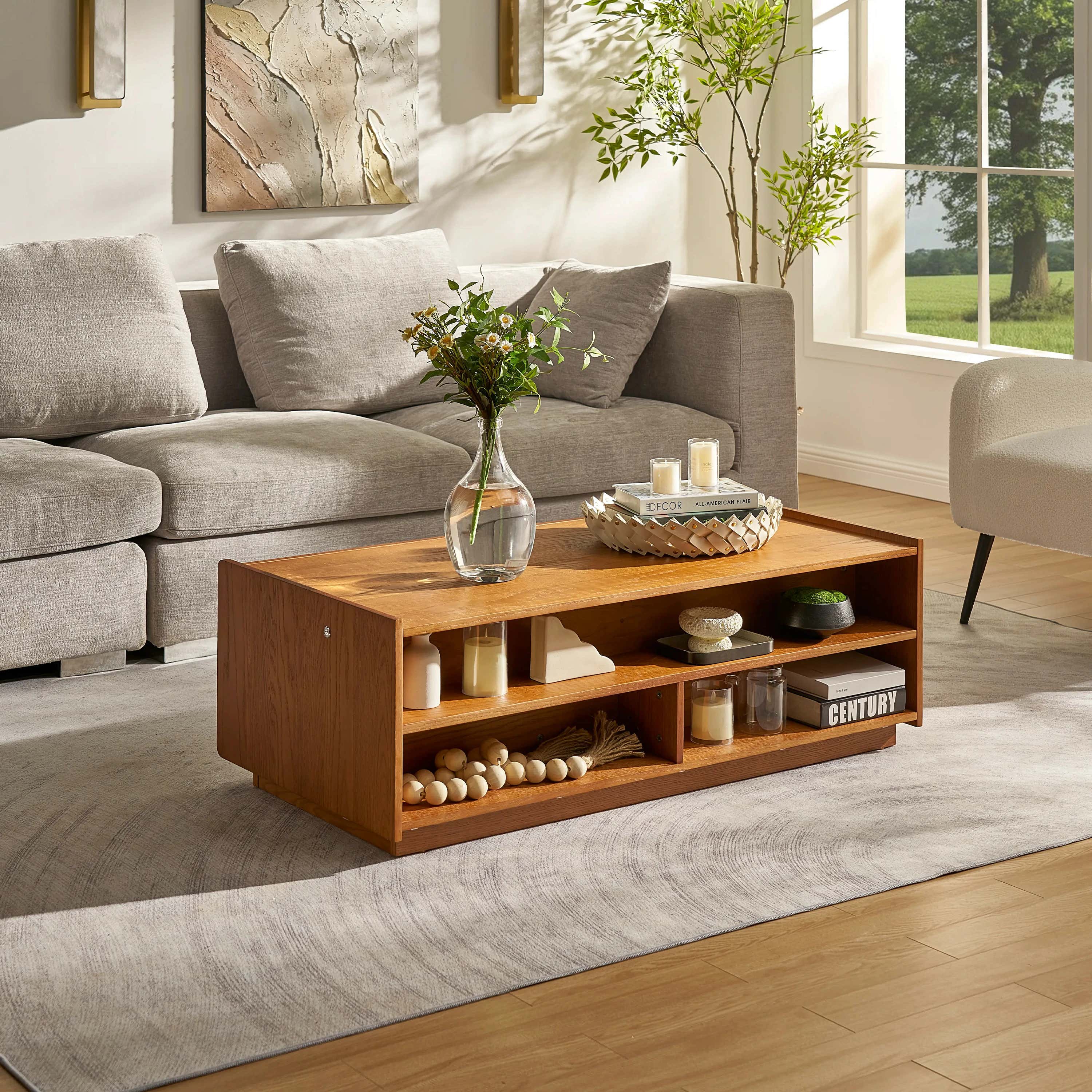 Devon Oak Media Console And Coffee Table Set