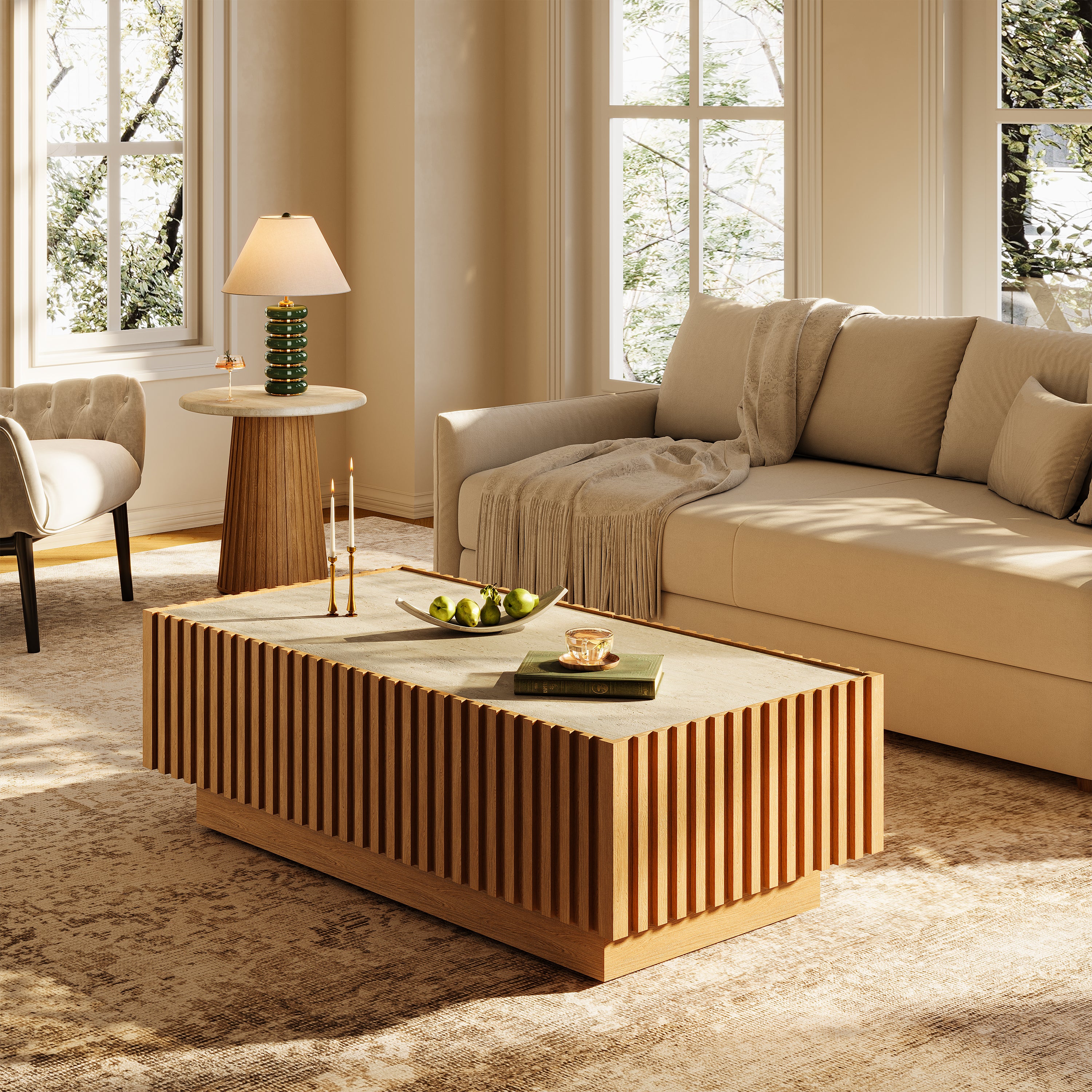 Emery Sintered Stone Side Table 20"W