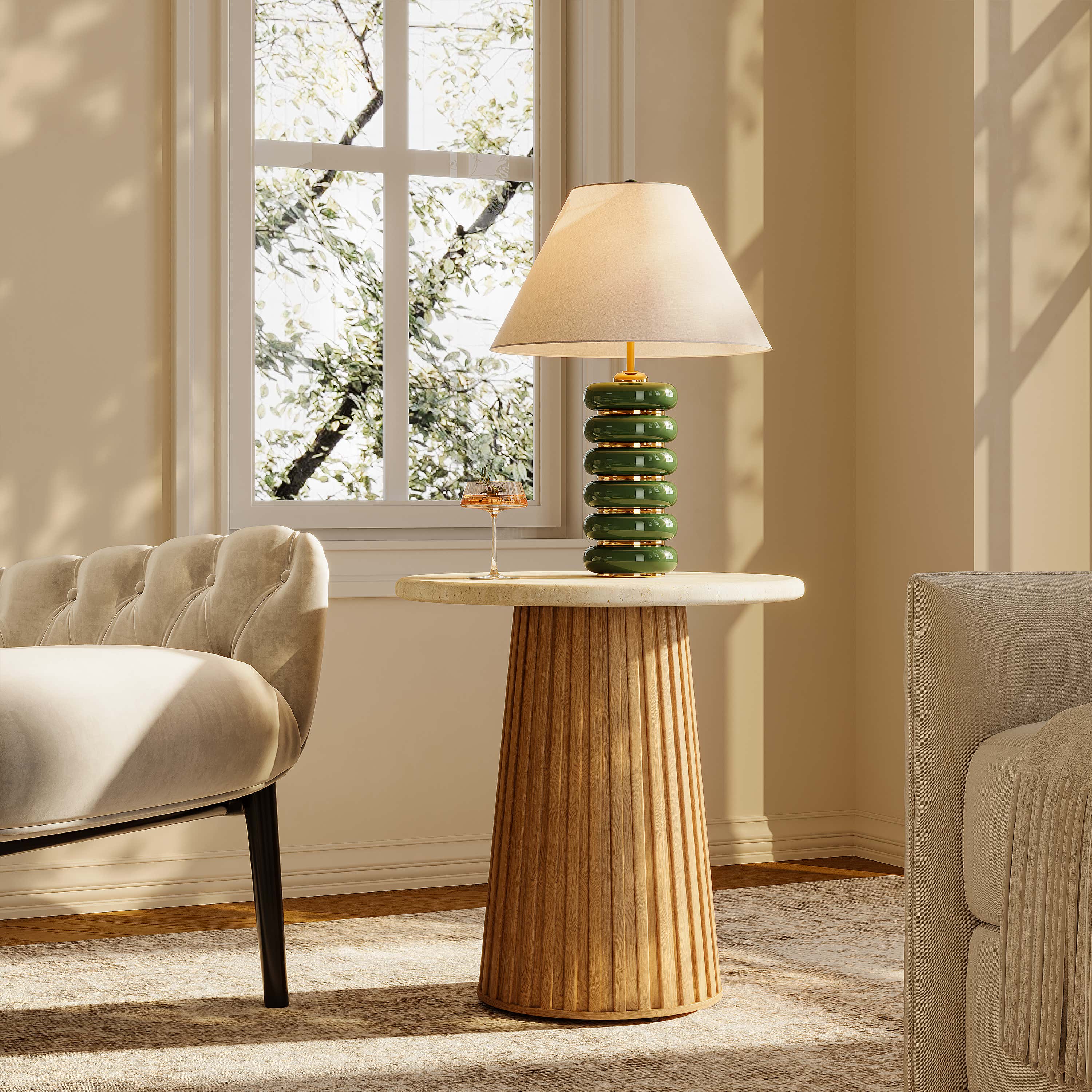 Emery Sintered Stone Side Table 20"W