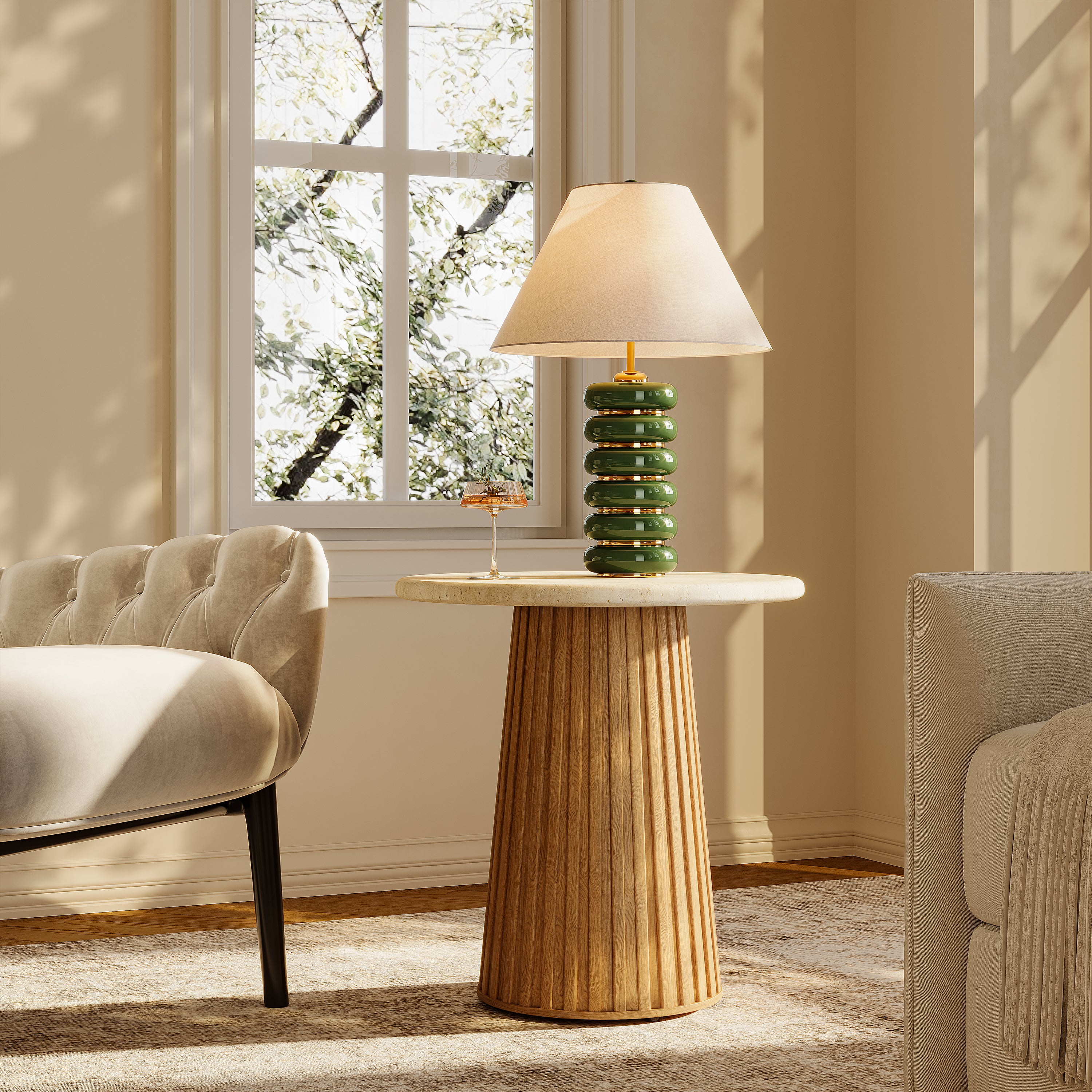 Emery Sintered Stone Side Table 20"W