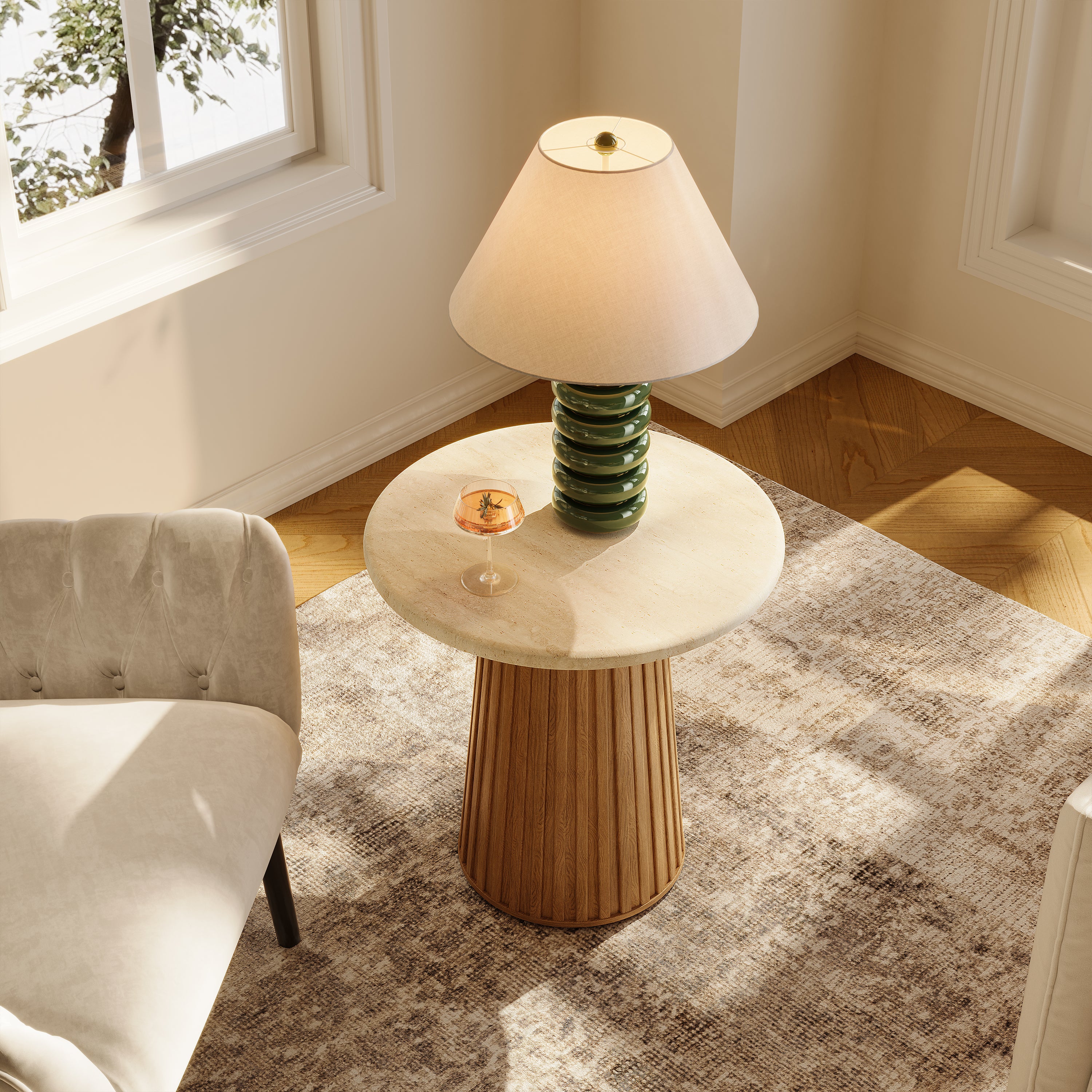 Emery Sintered Stone Side Table 20"W