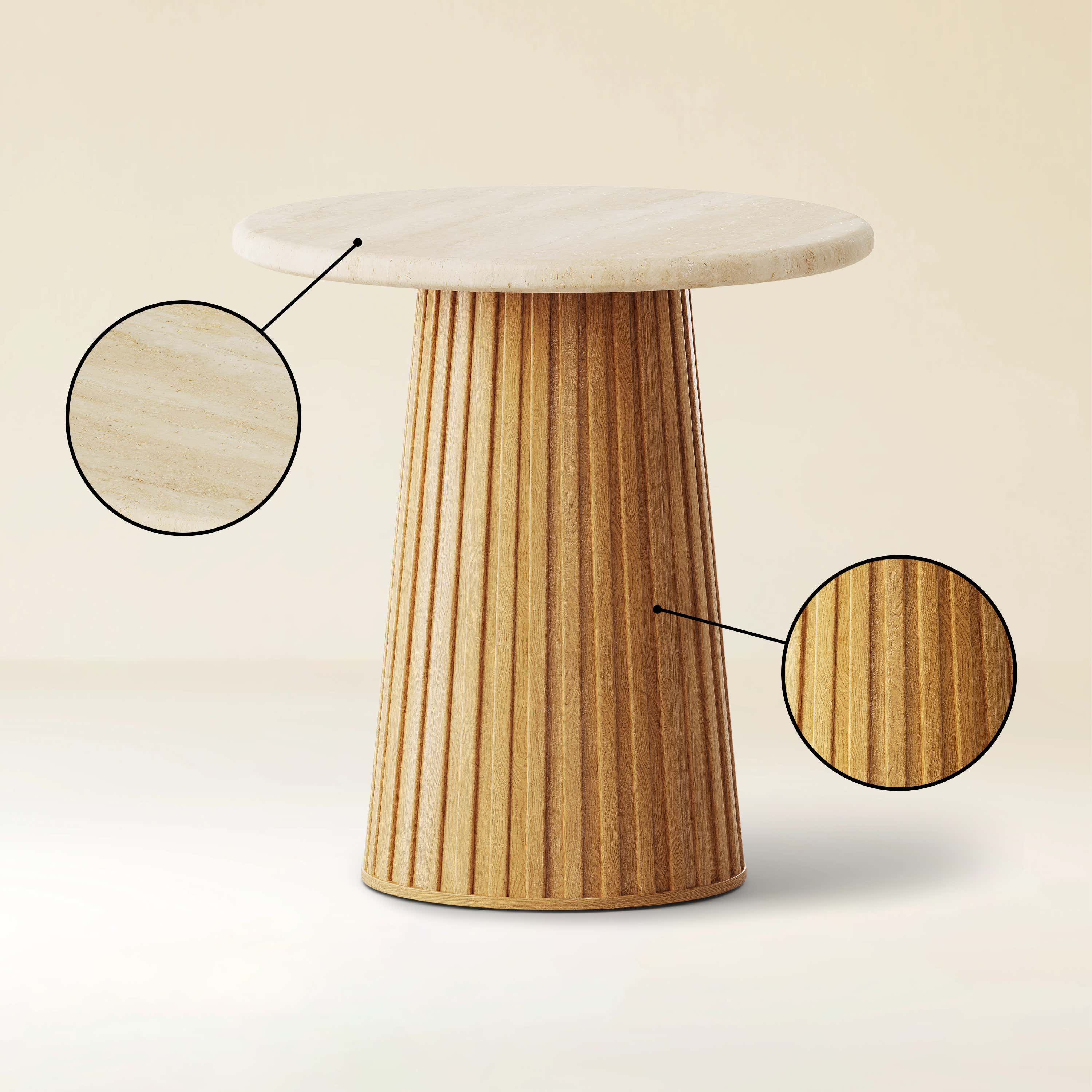 Emery Sintered Stone Side Table 20"W