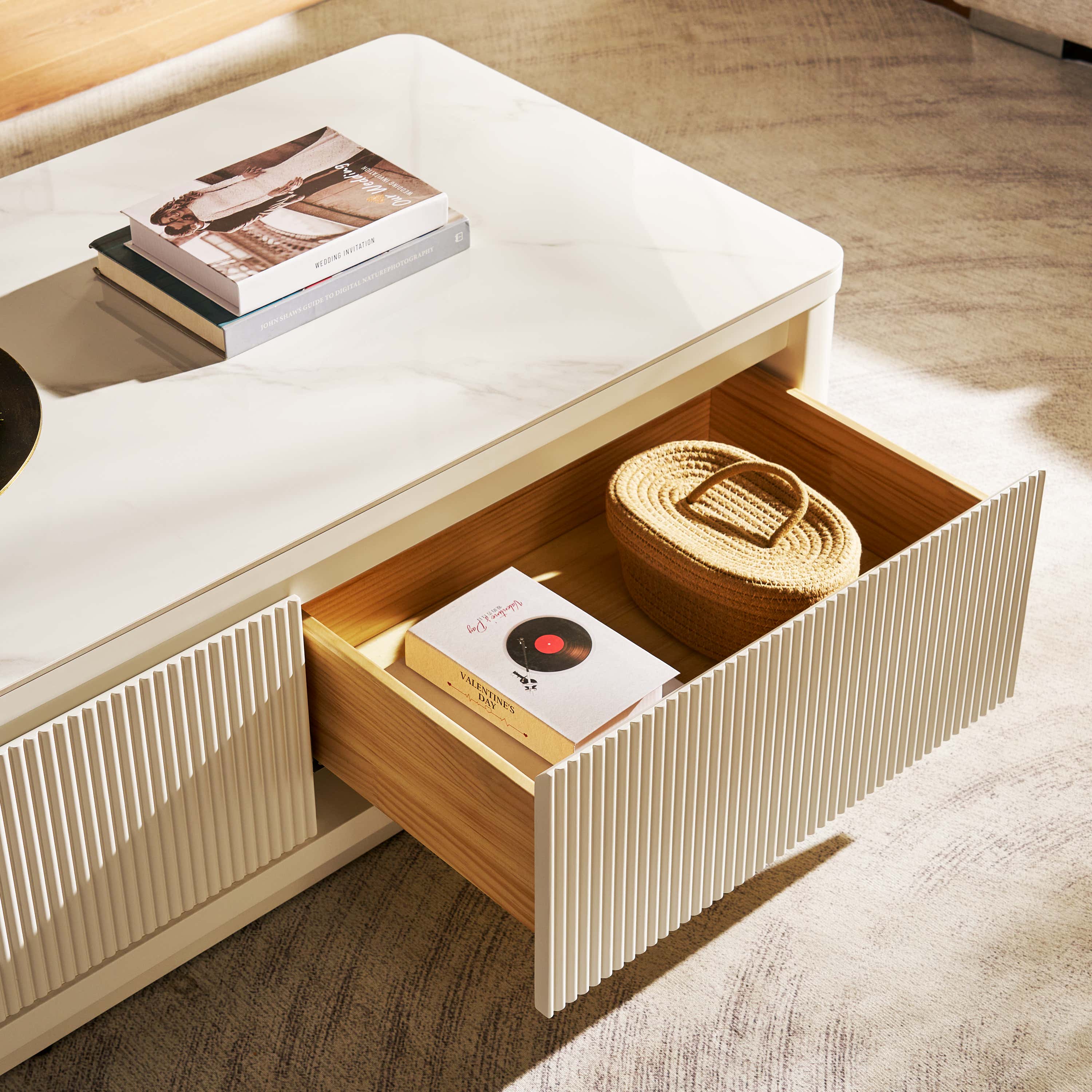 Celia Burnt Stone Coffee Table 47"