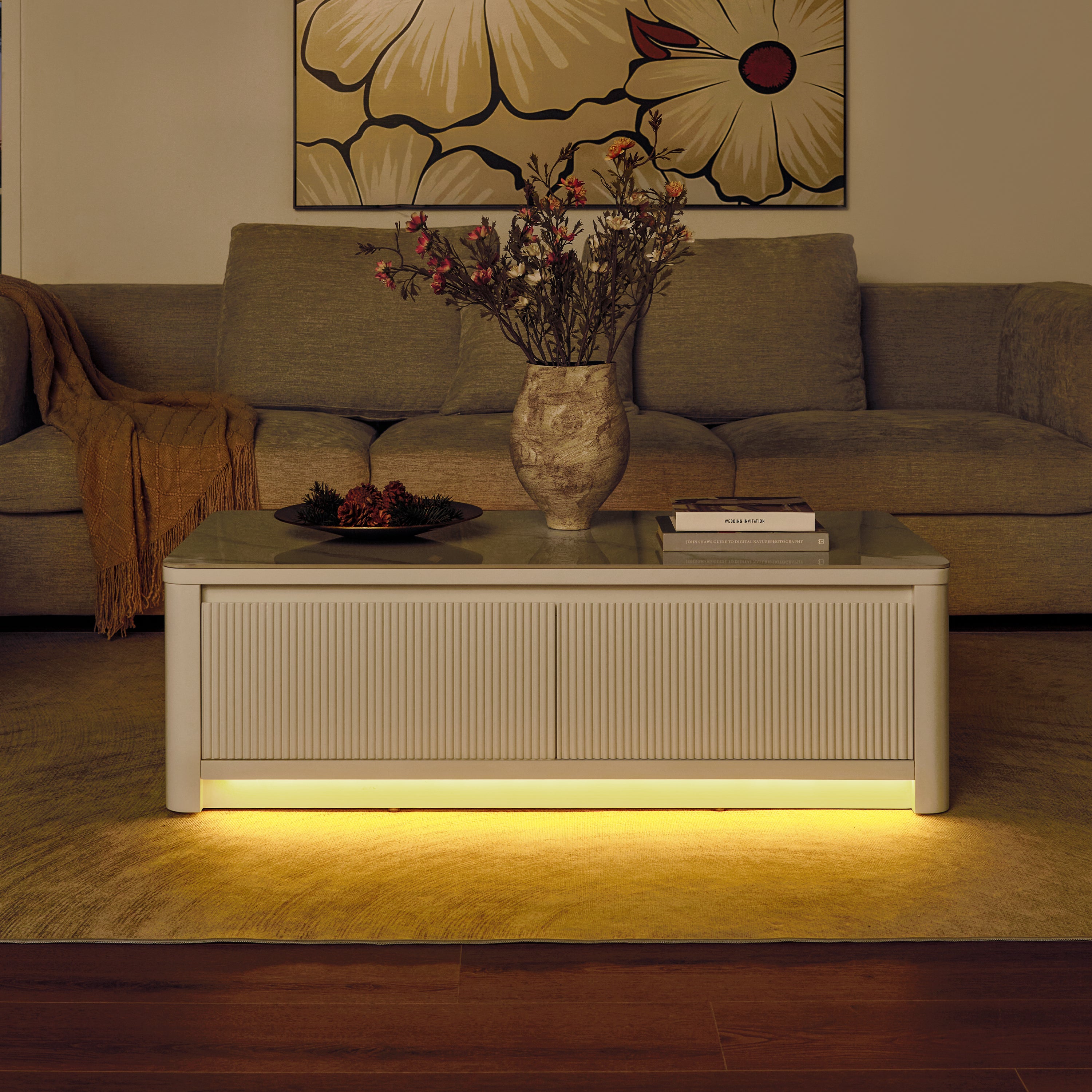 Celia Burnt Stone Coffee Table 47"