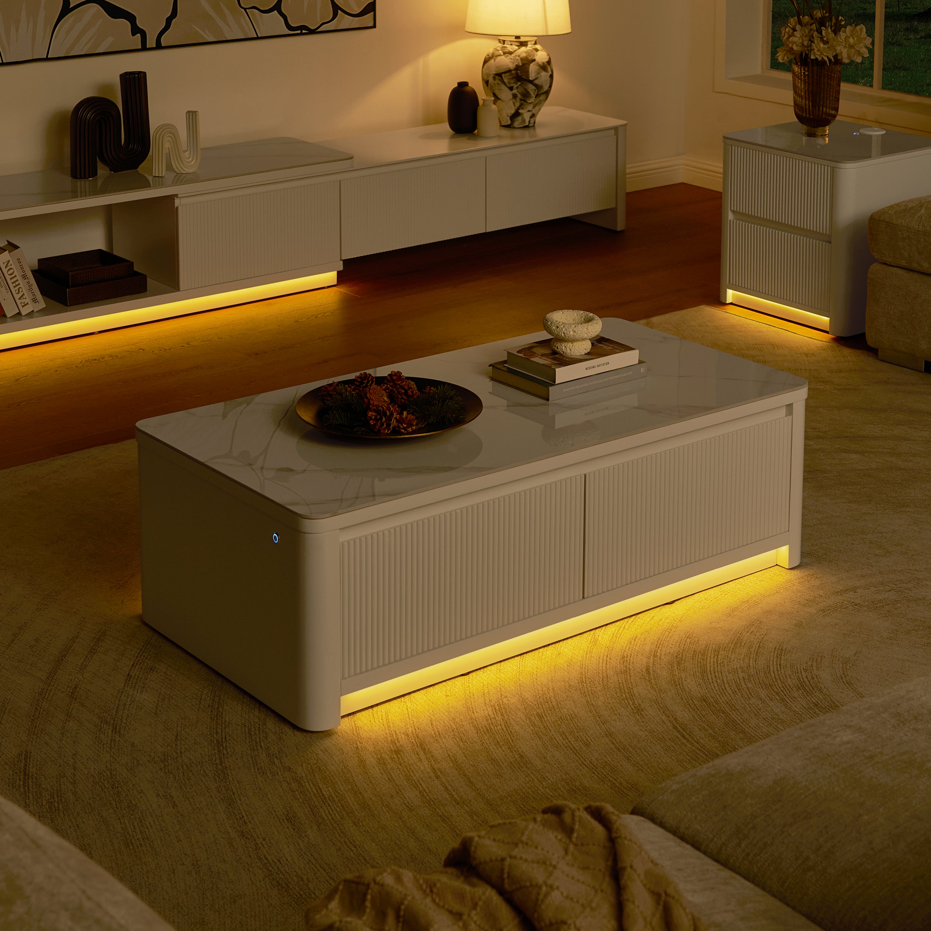 Celia Burnt Stone Coffee Table 47"