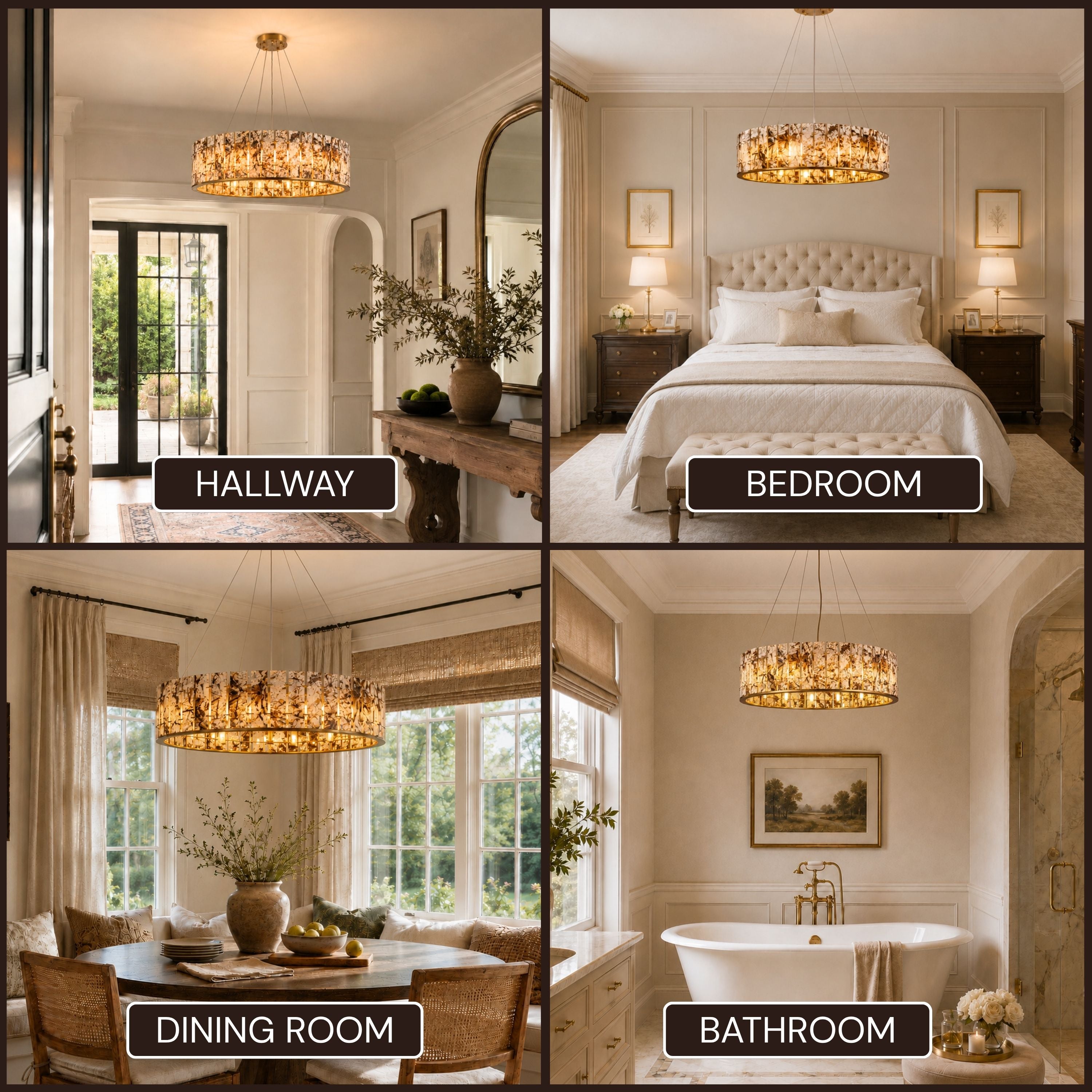 Pietra Amber Marble Round Chandelier 23.6"D