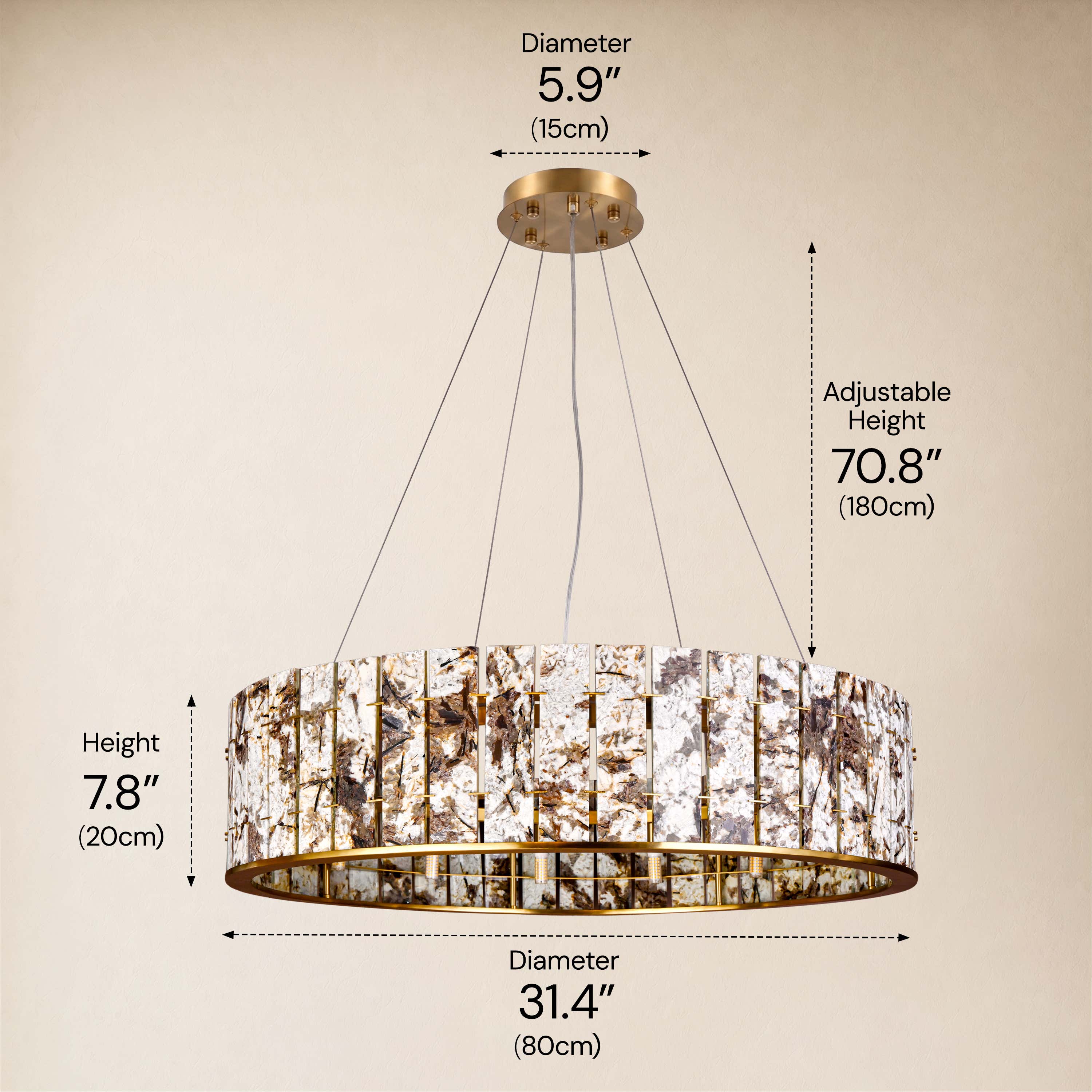 Pietra Marble Round Chandelier 23.6"D