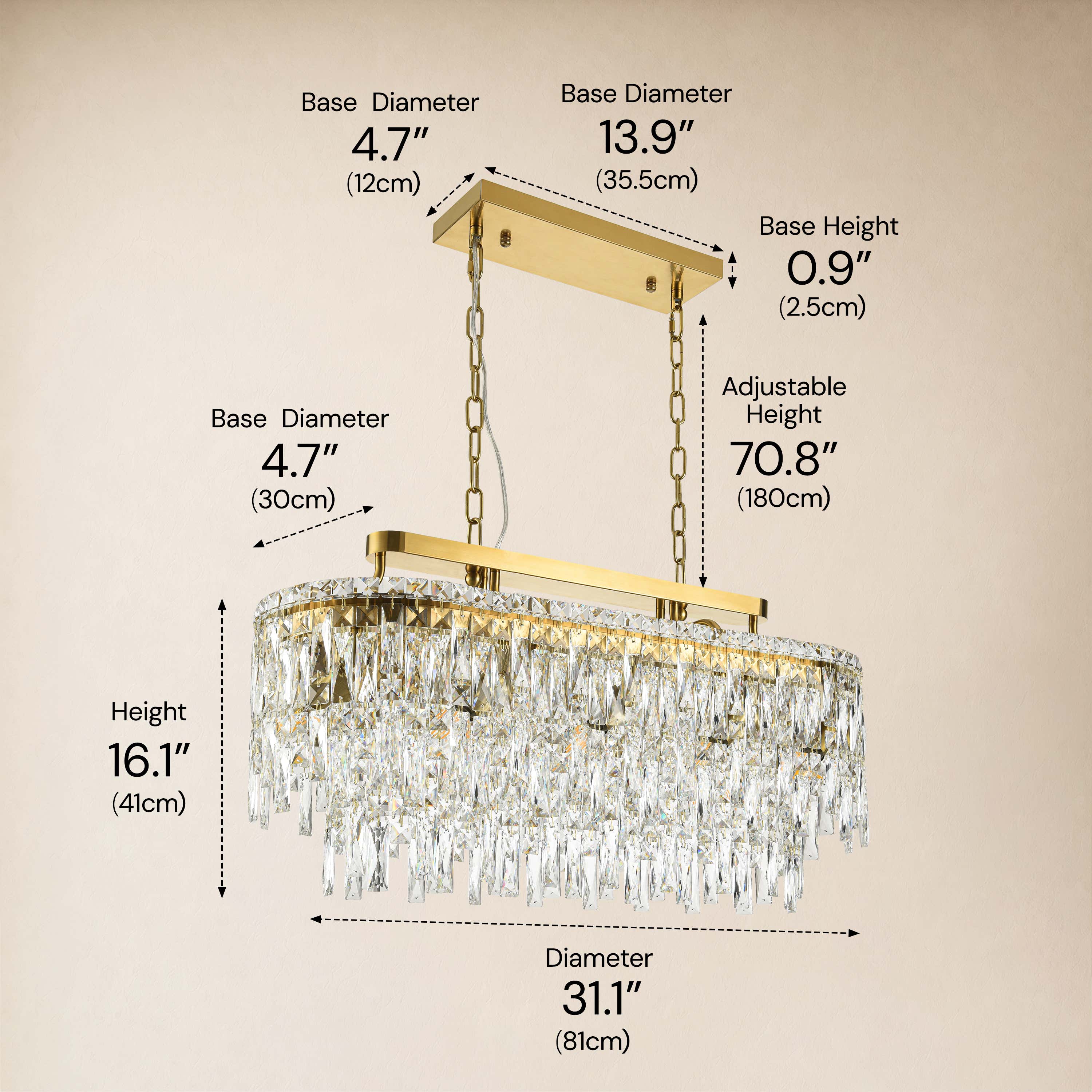 Lucentra Crystal Linear Chandelier 31"W