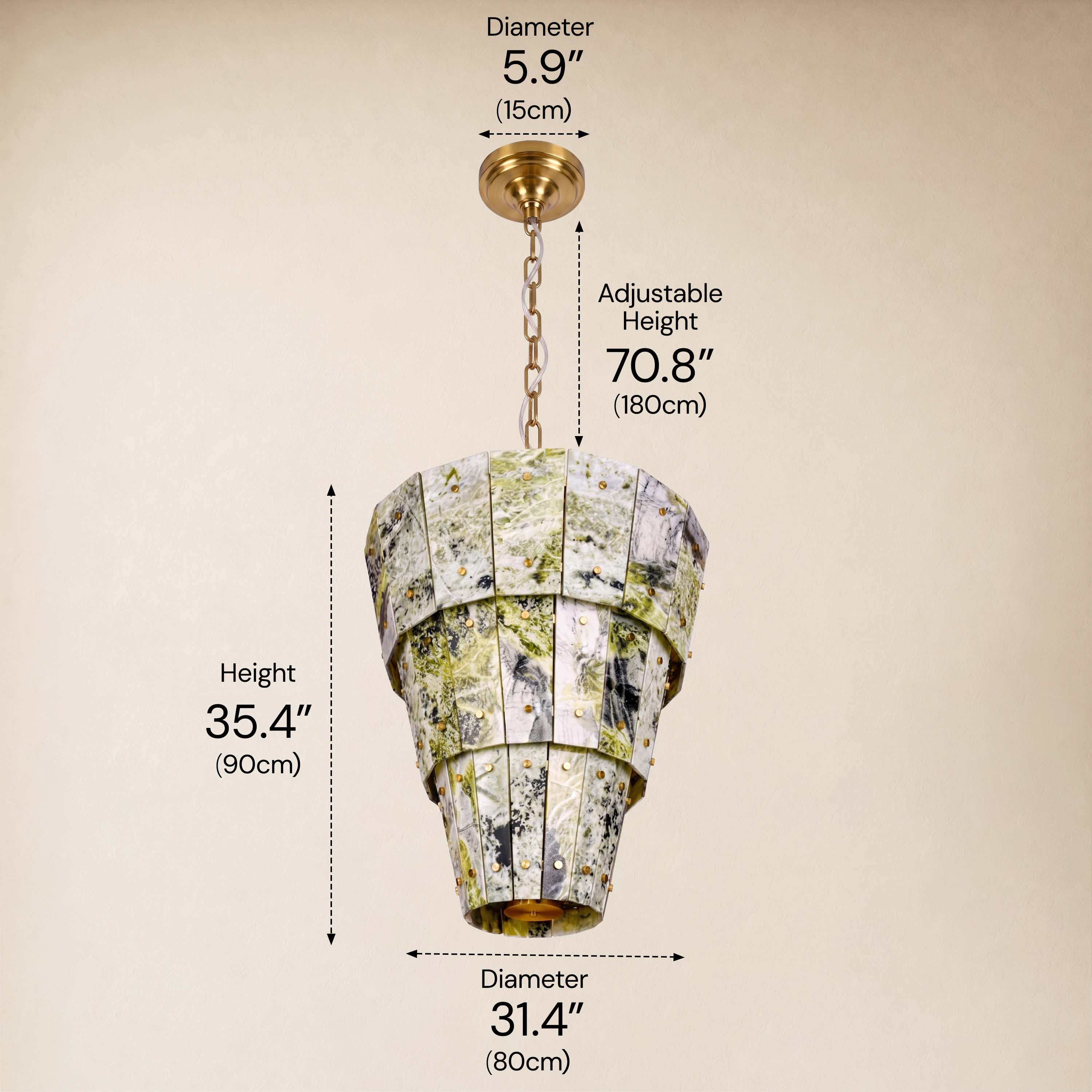 Pietra Green Marble Round Chandelier 31.4"D