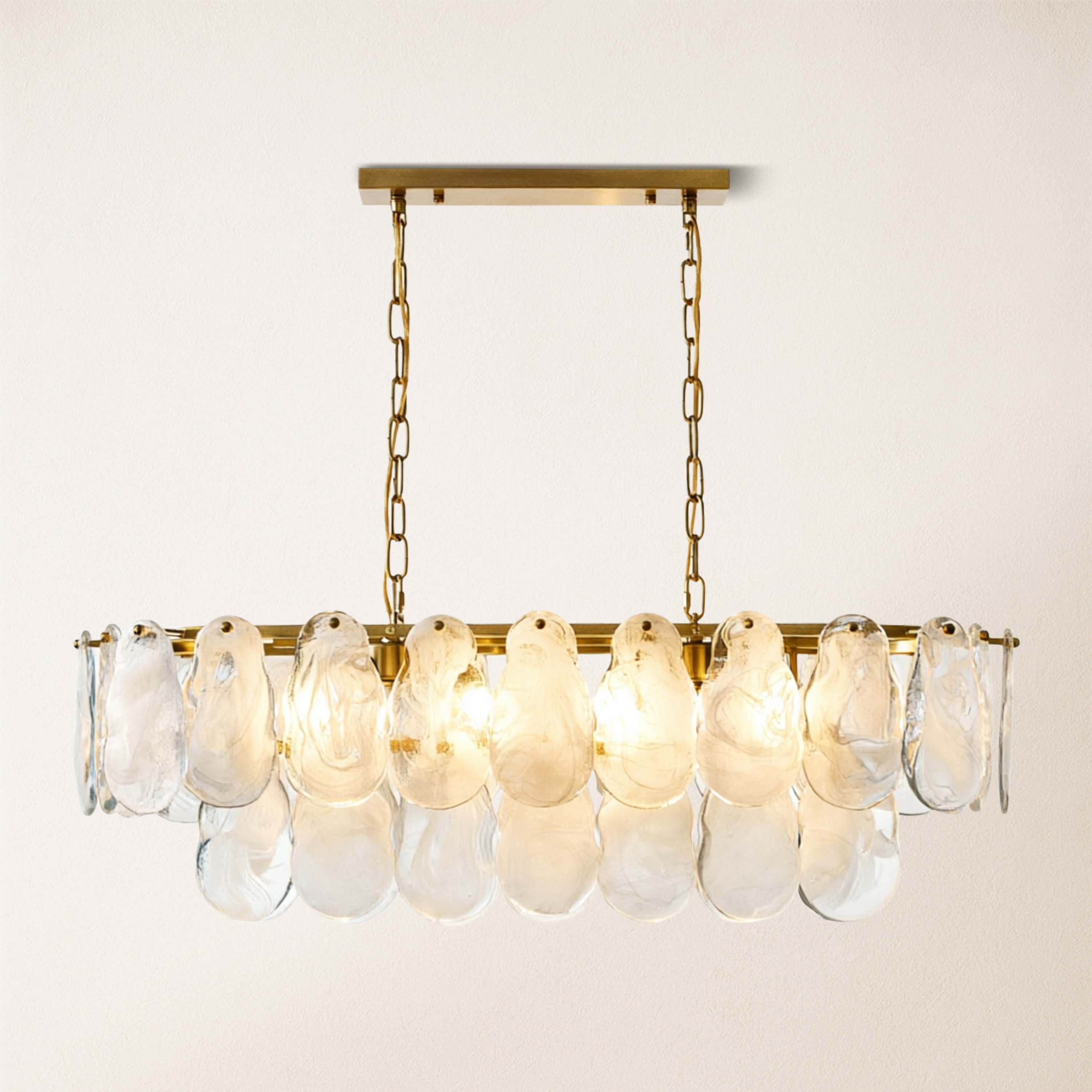 Elaris Glass Cloud Rectangular Chandelier 35"W