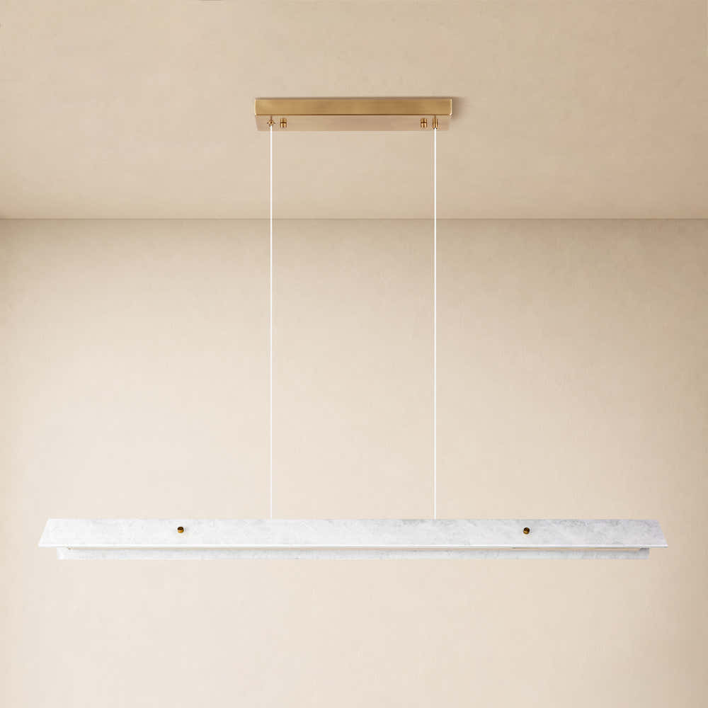 Pietra White Marble Linear Chandelier 49.2"D