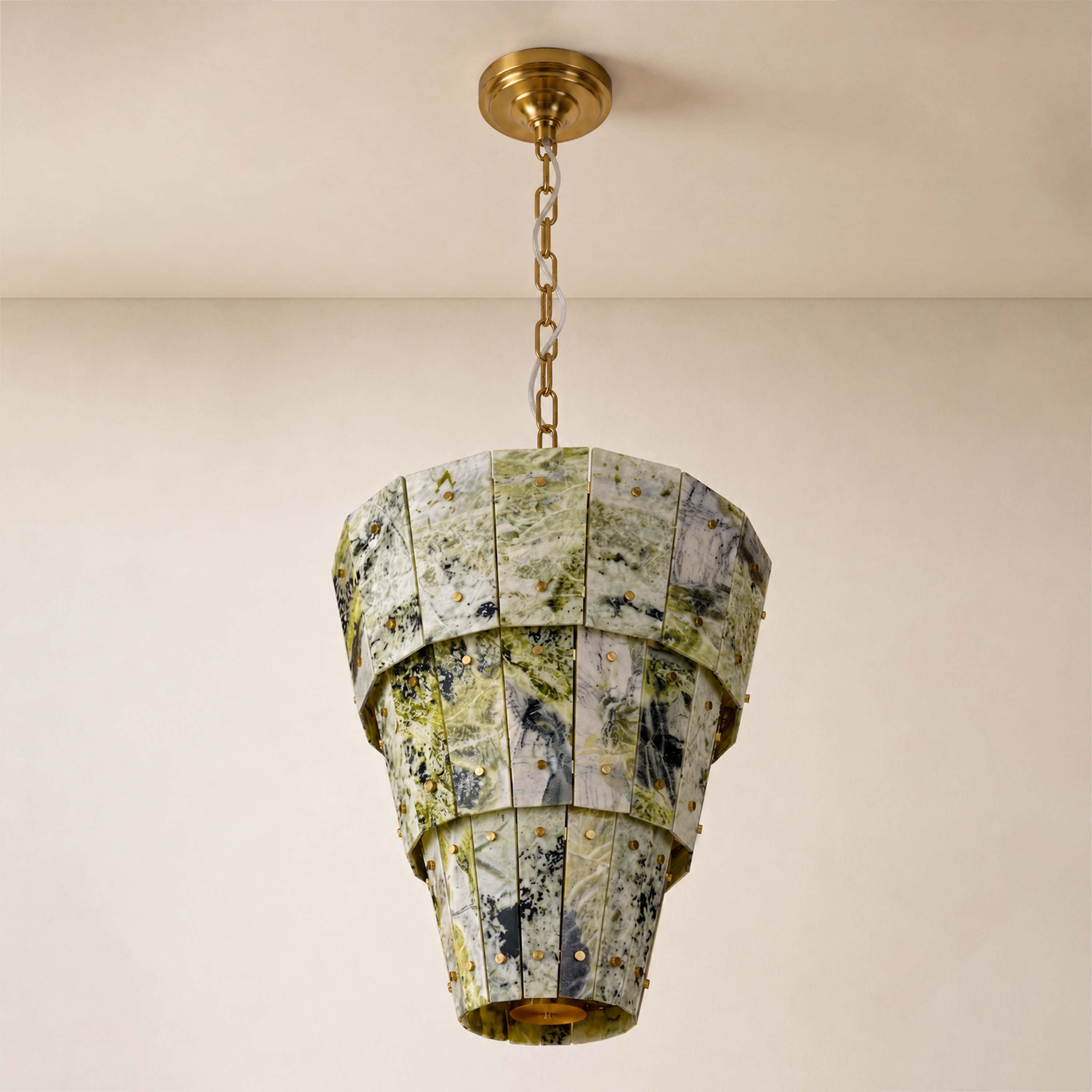 Pietra Green Marble Round Chandelier 31.4"D