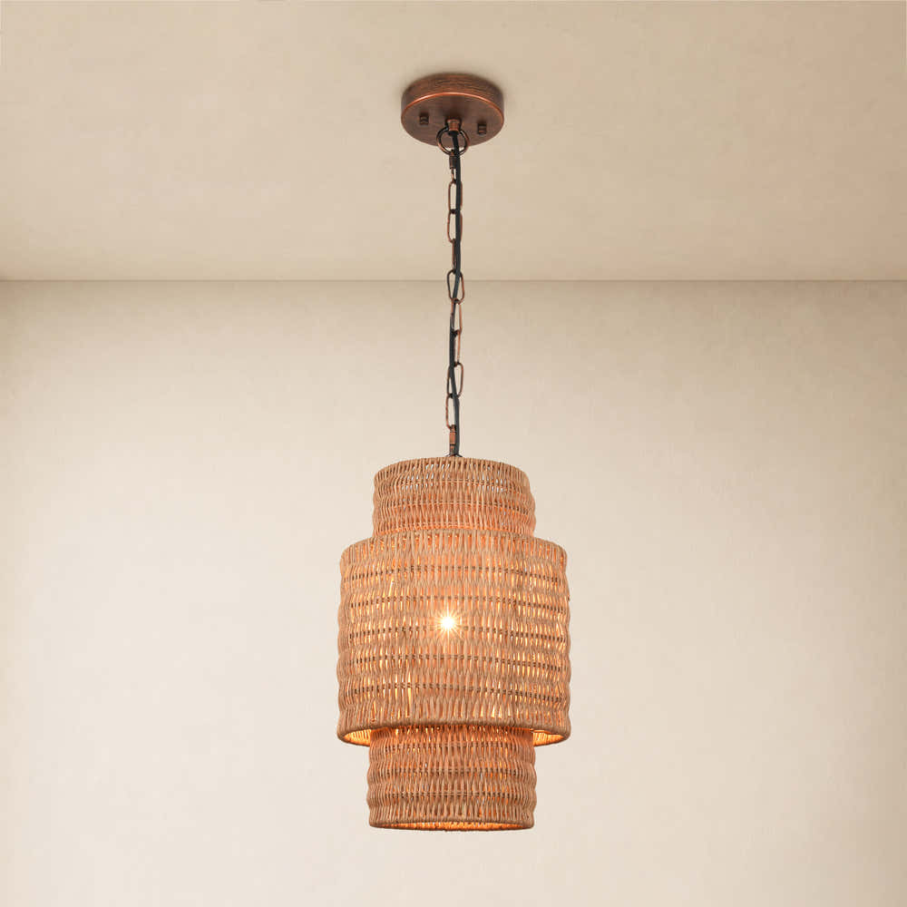 Cavana Rattan Round Pendant 9"D#Finish_Natural