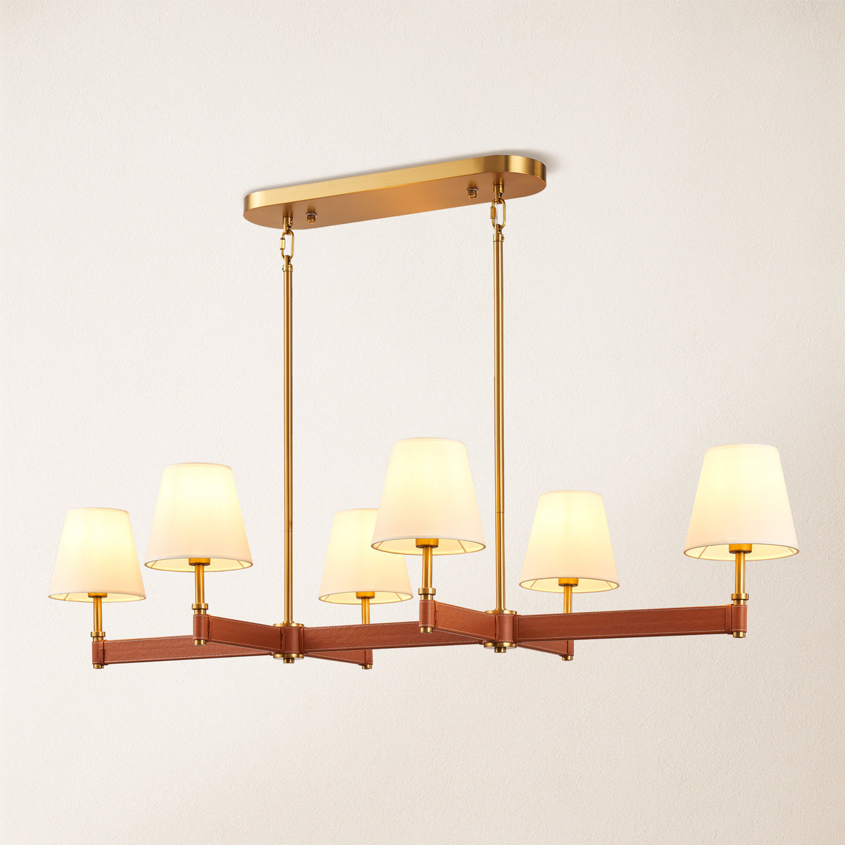Corvella Leather Linear Chandelier 51"W