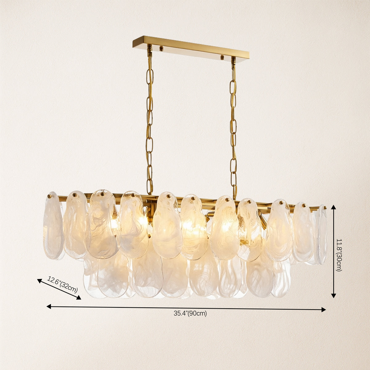 Elaris Glass Cloud Rectangular Chandelier 35"W