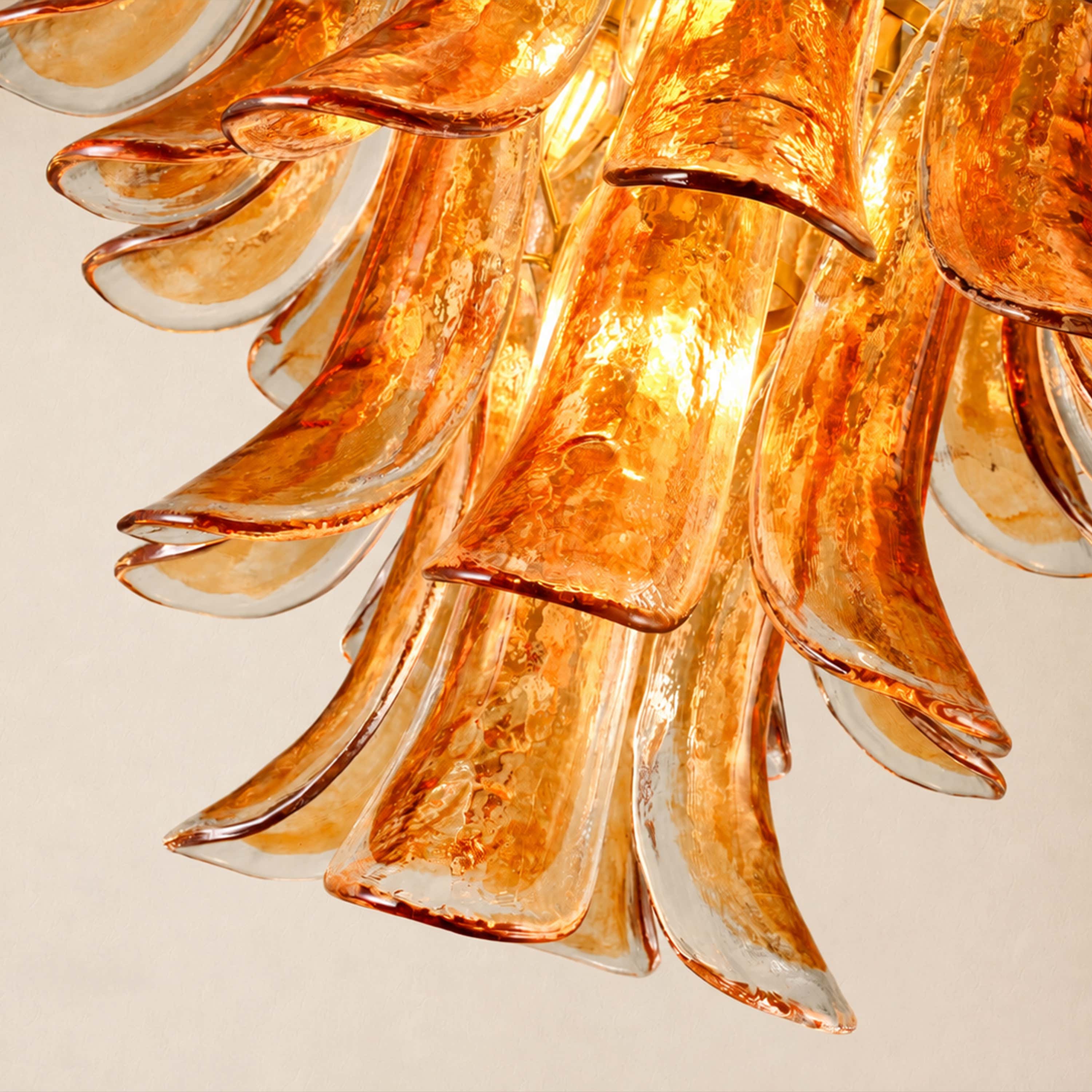 Nivelle Amber Glass Petal Round Chandelier 23.6"D