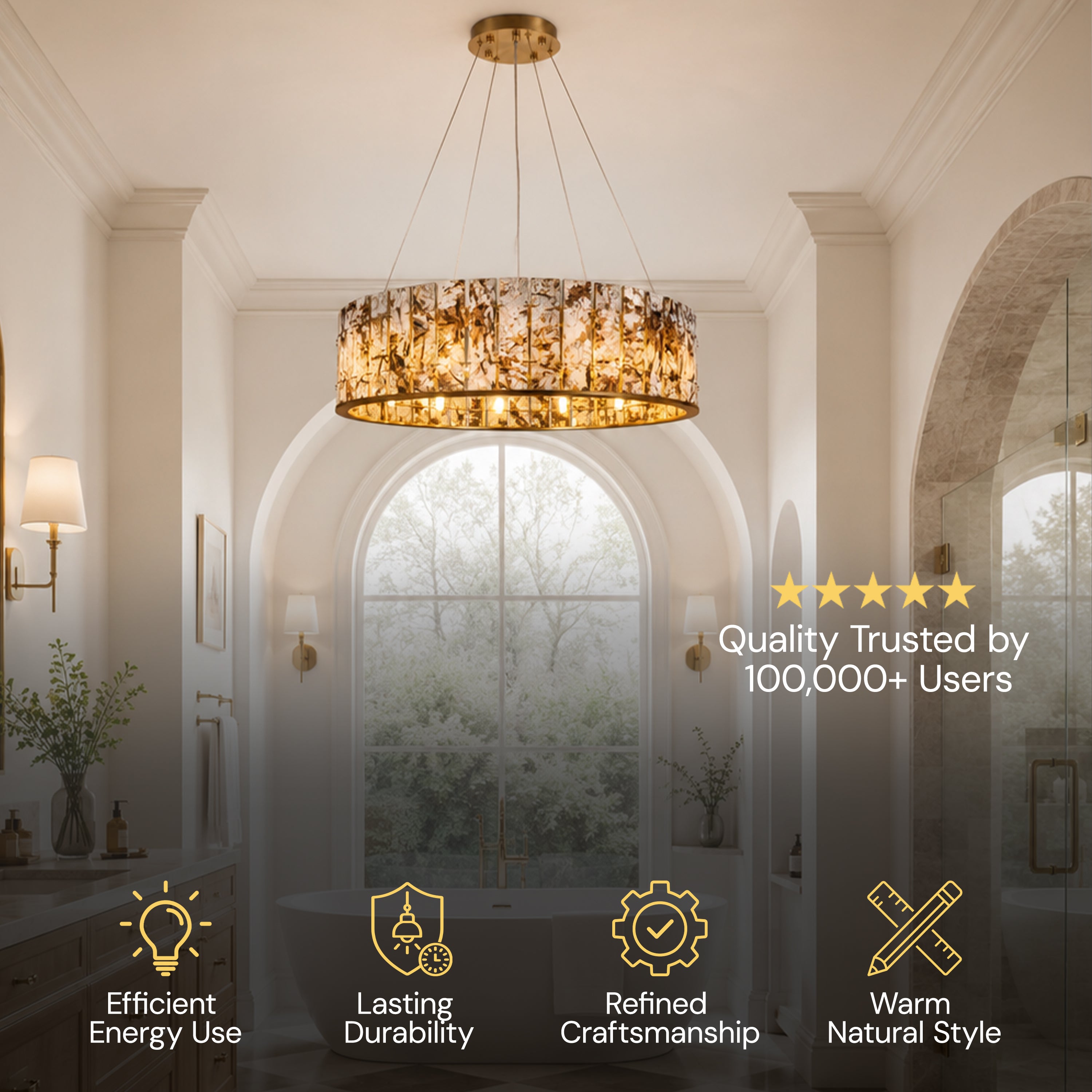 Pietra Amber Marble Round Chandelier 23.6"D