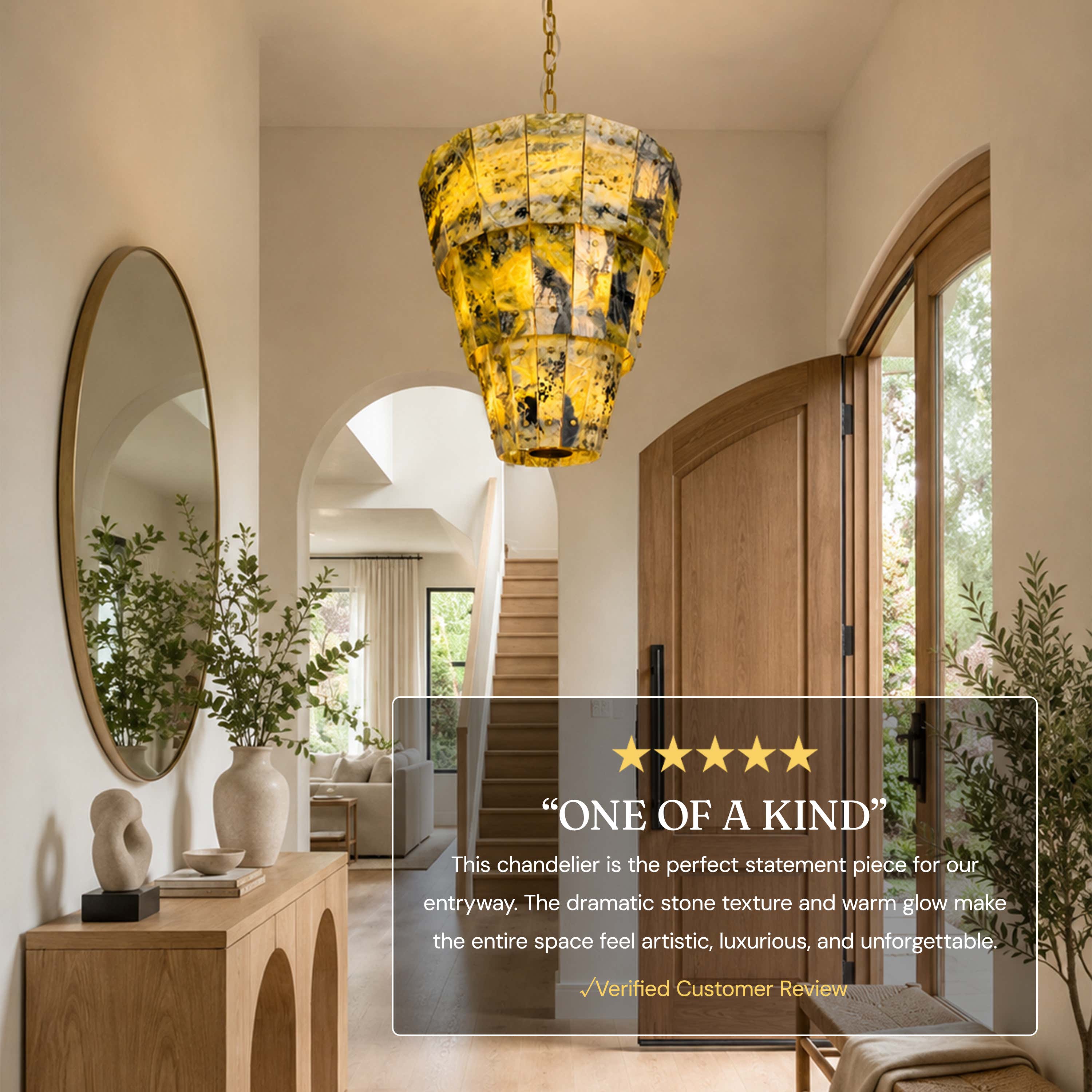 Pietra Green Marble Round Chandelier 31.4"D