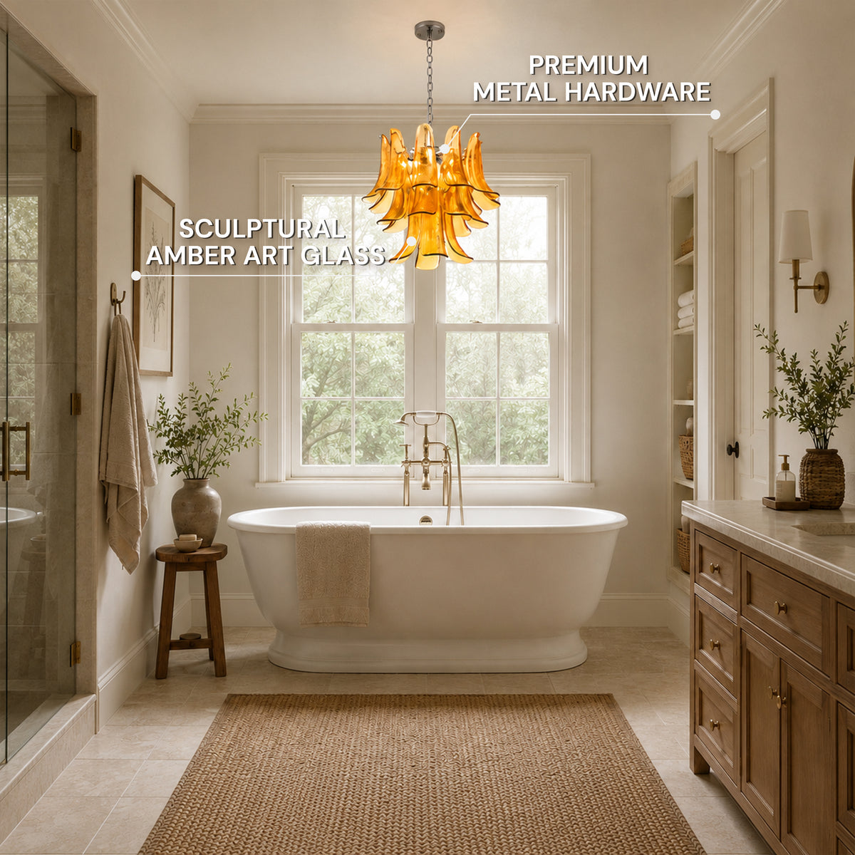 Nivelle Textured Glass Petal Chandelier 19.6"D
