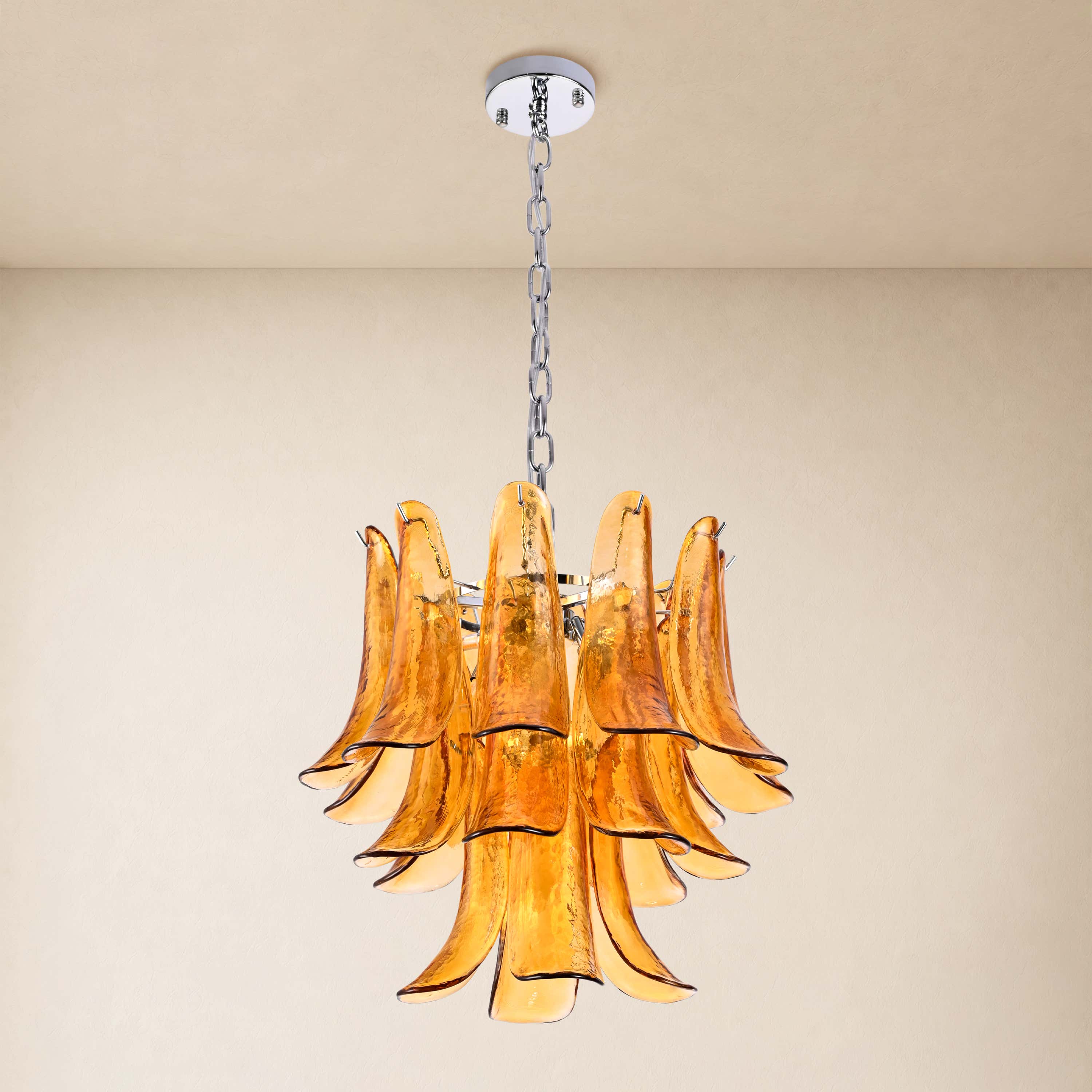 Nivelle Textured Glass Petal Chandelier 19.6"D