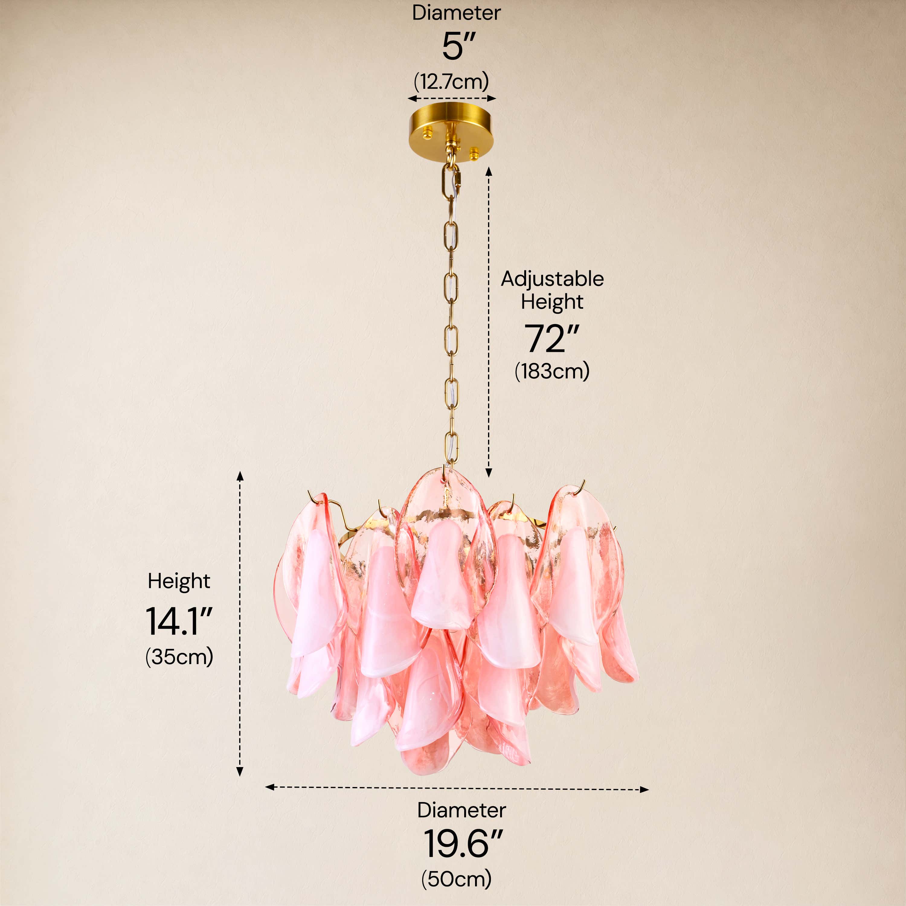 Nivelle Textured Glass Petal Chandelier 19.6"D