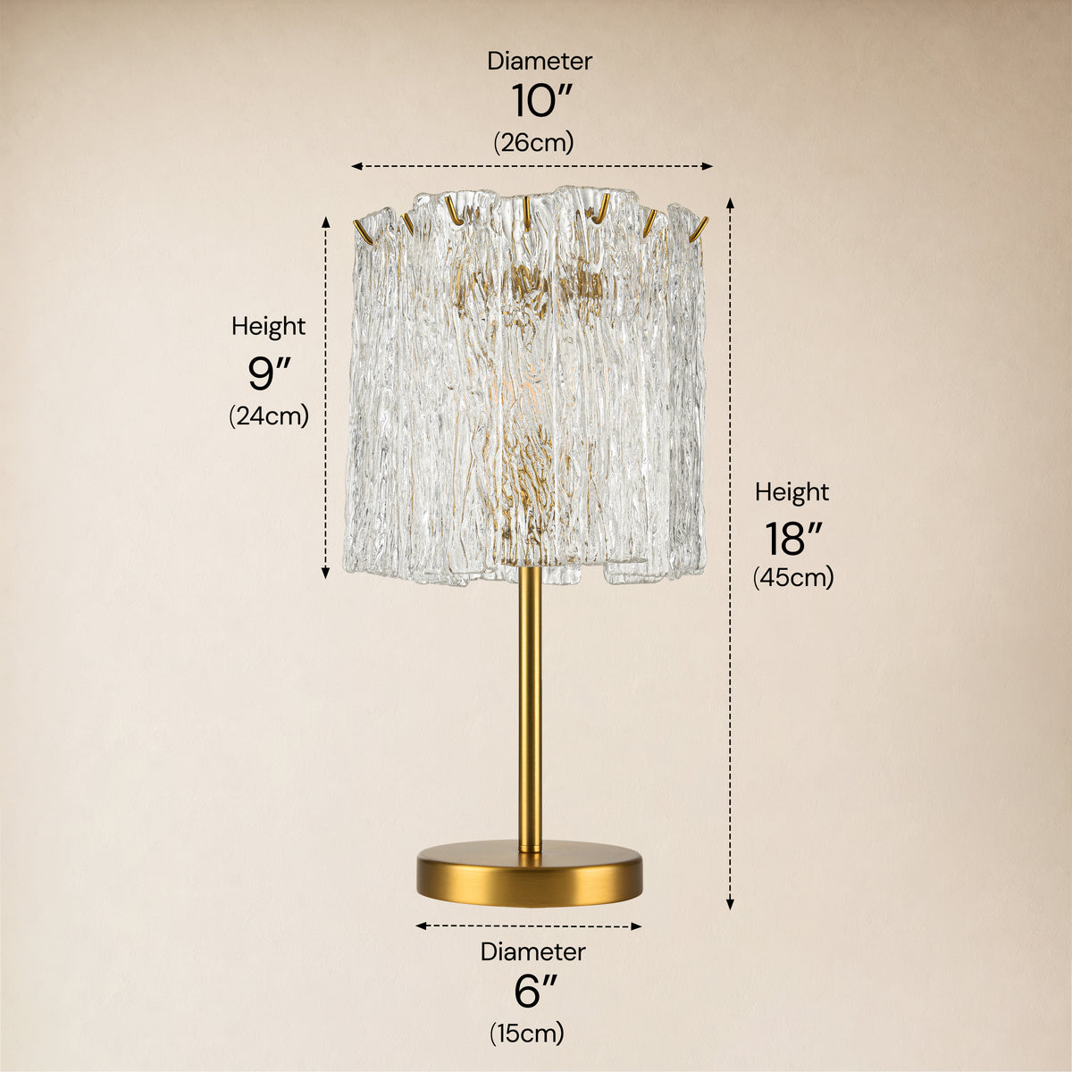 Virelia Textured Glass Drum Table Lamp 10"D