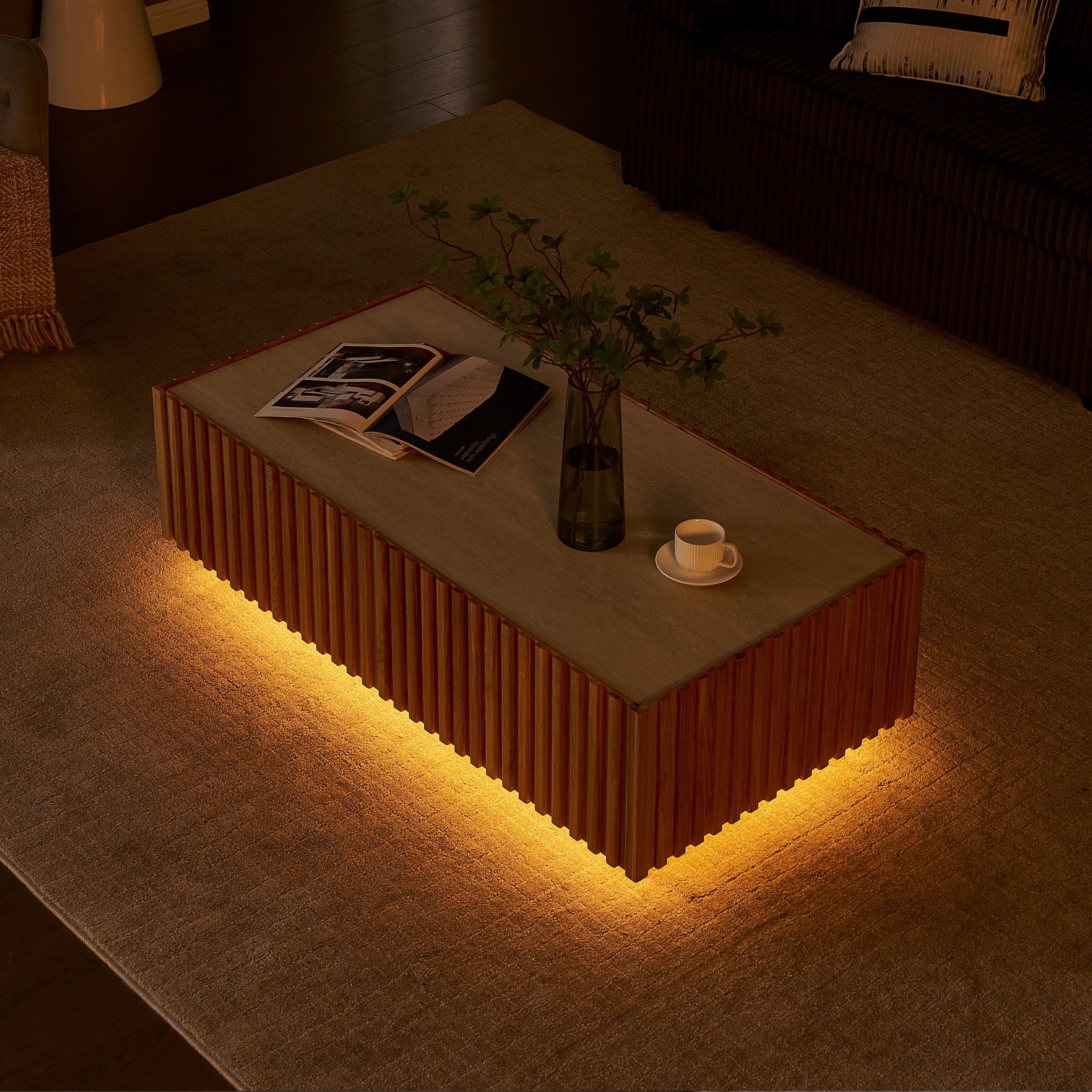 Isla Oak Sintered Stone Rectangle Coffee Table 47"