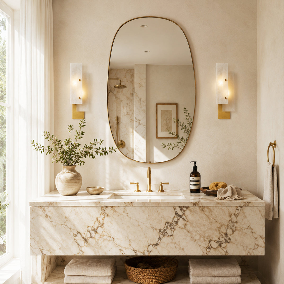 Gemina Alabaster Wall Sconce