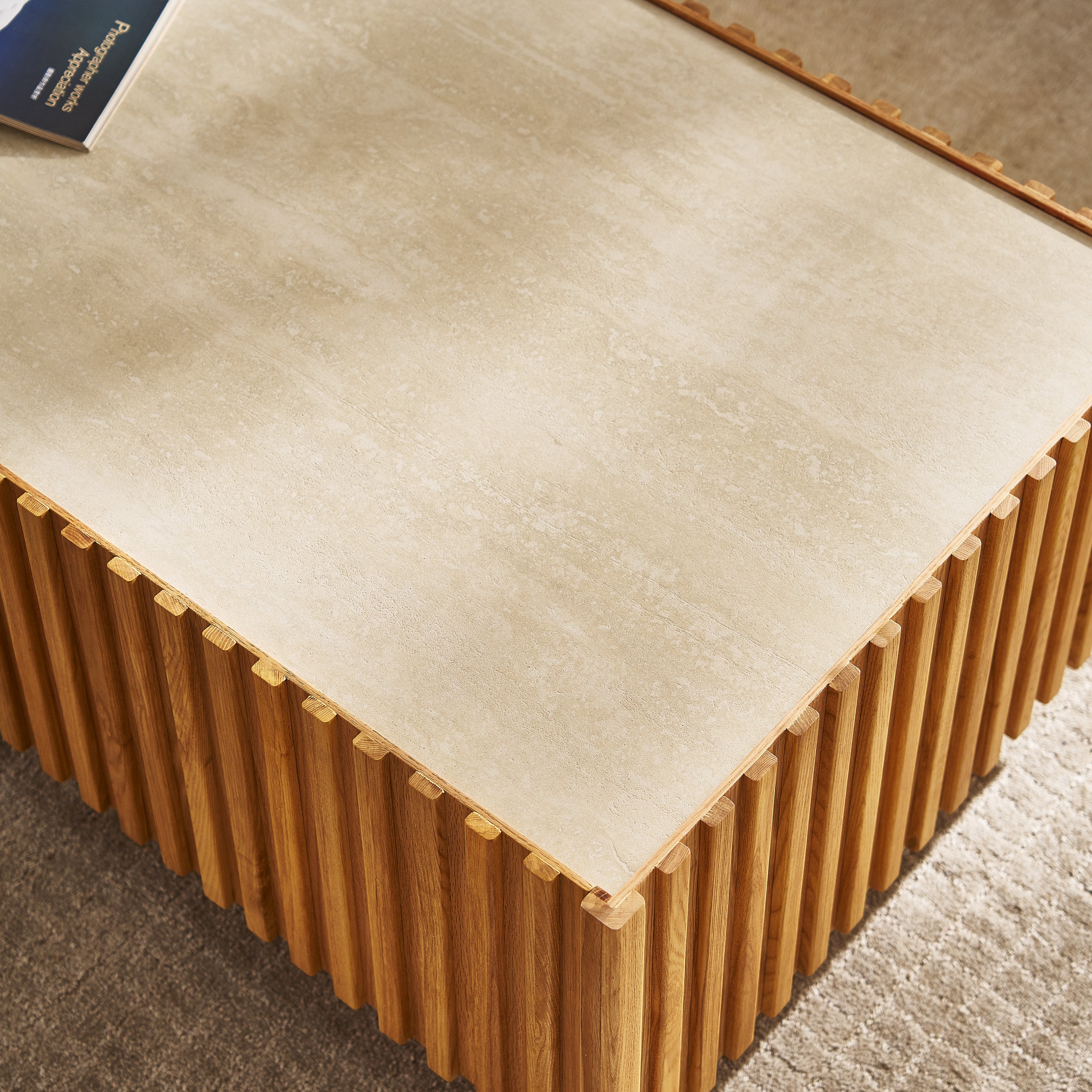 Isla Oak Sintered Stone Rectangle Coffee Table 47"