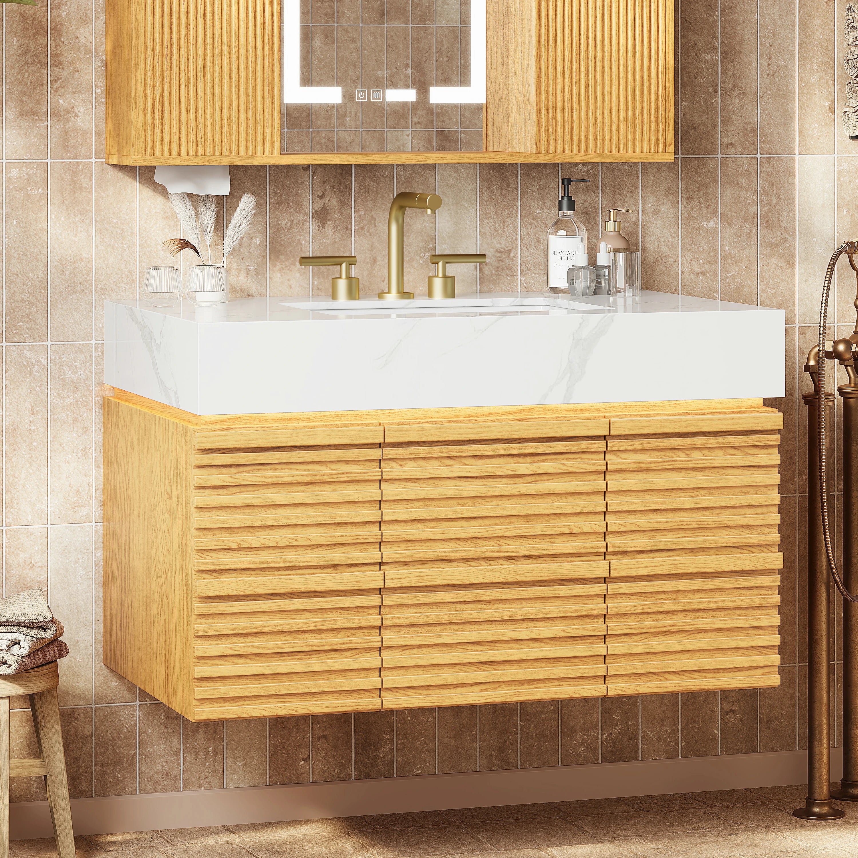 Isla Oak Bathroom Vanity 36"W