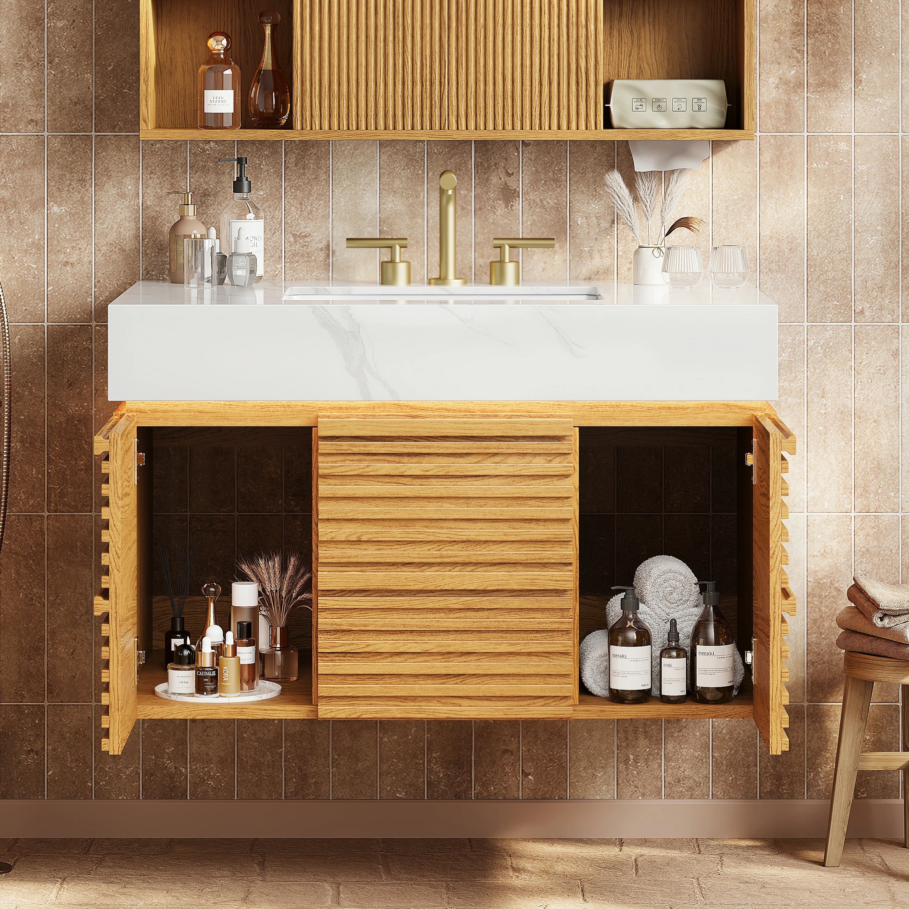 Isla Oak Bathroom Vanity 36"W