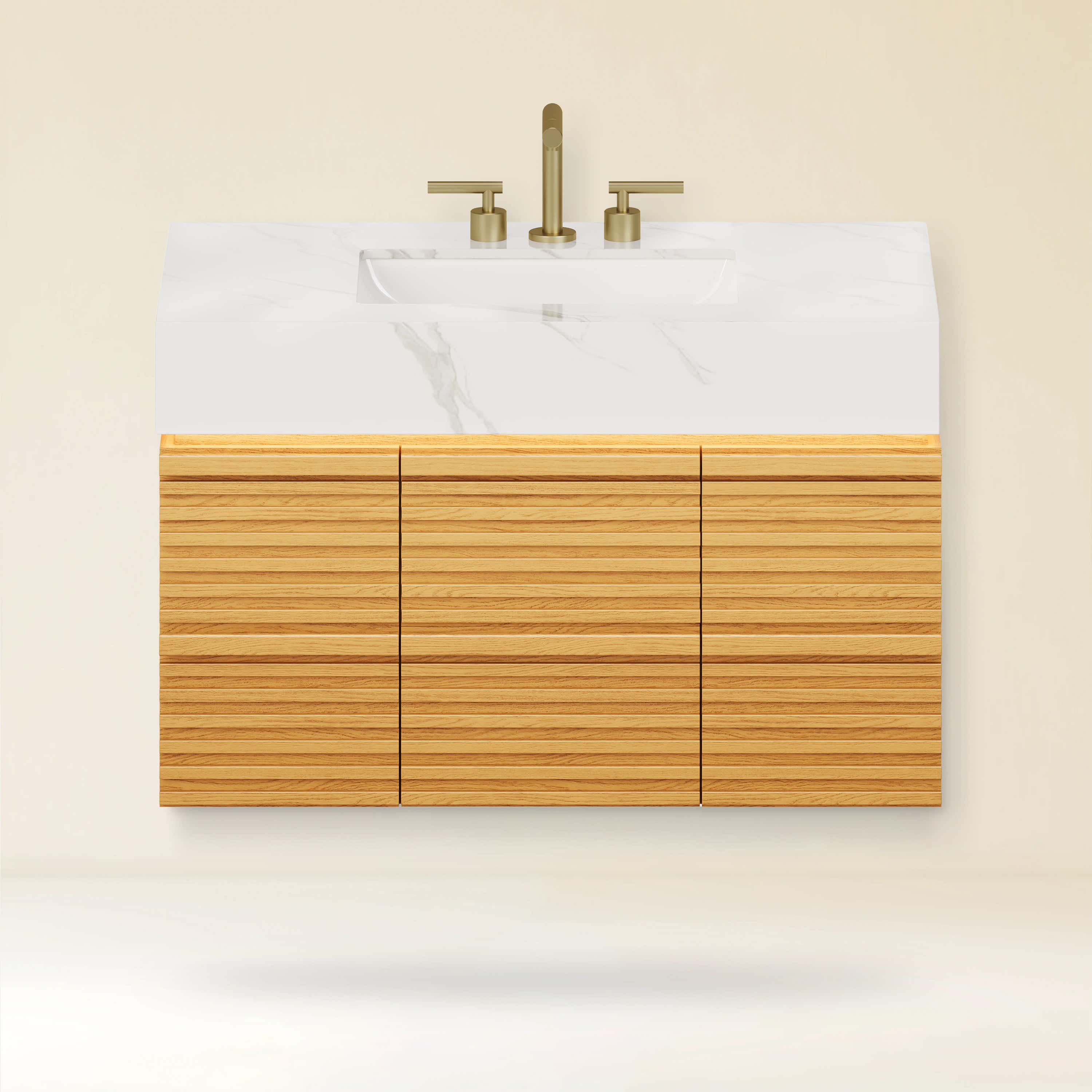 Isla Oak Bathroom Wall Mirror And Vanity Set