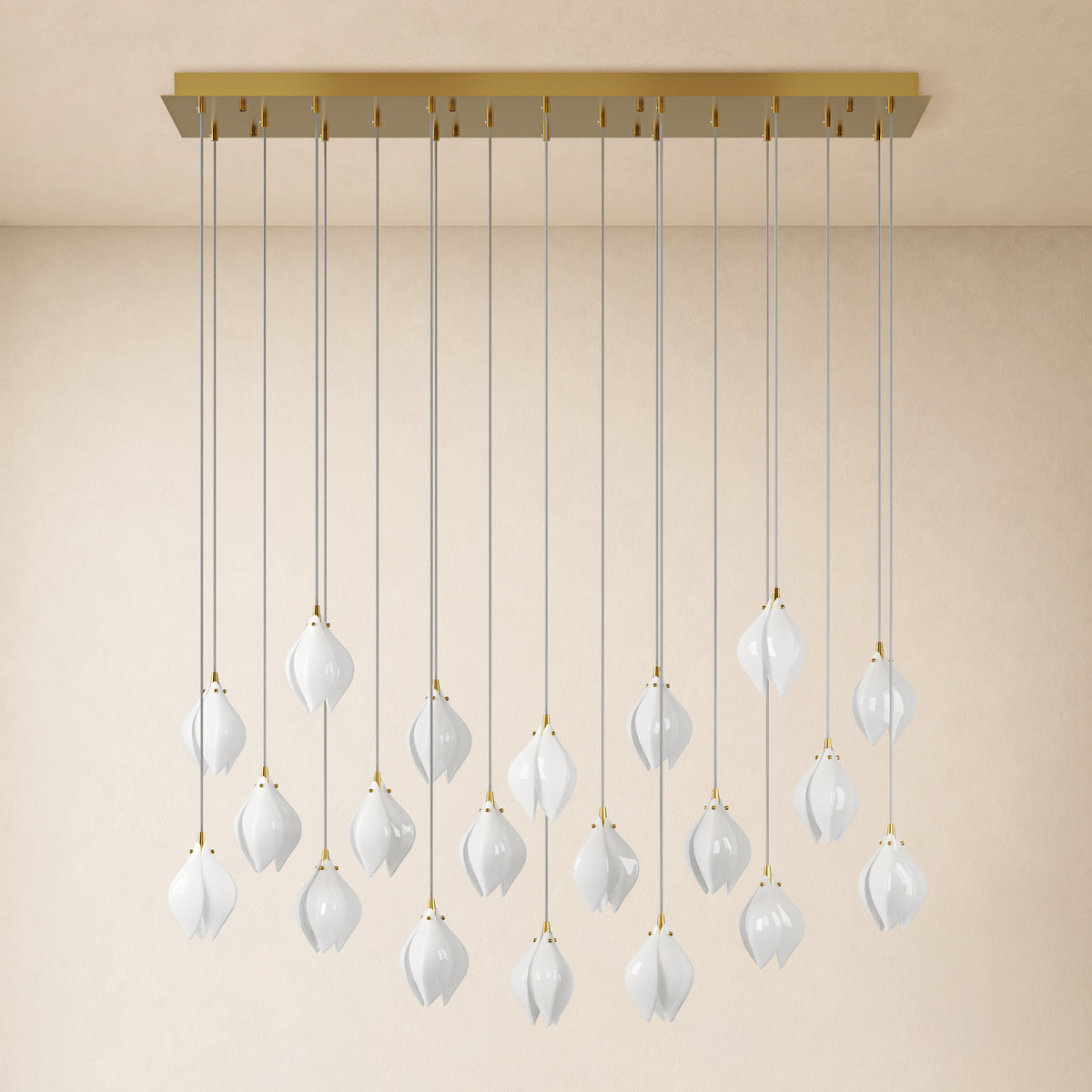 Veylune Ceramic Flower Cluster Rectangular Chandelier 19.7"-60"W