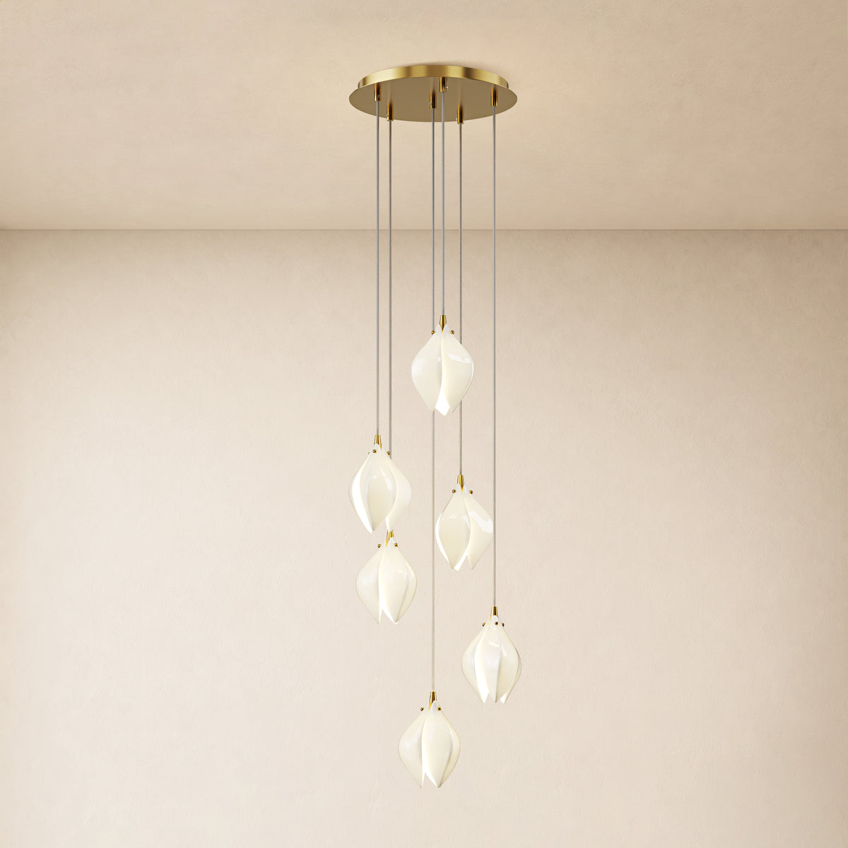 Veylune Ceramic Flower Cluster Chandelier 8"-48"D
