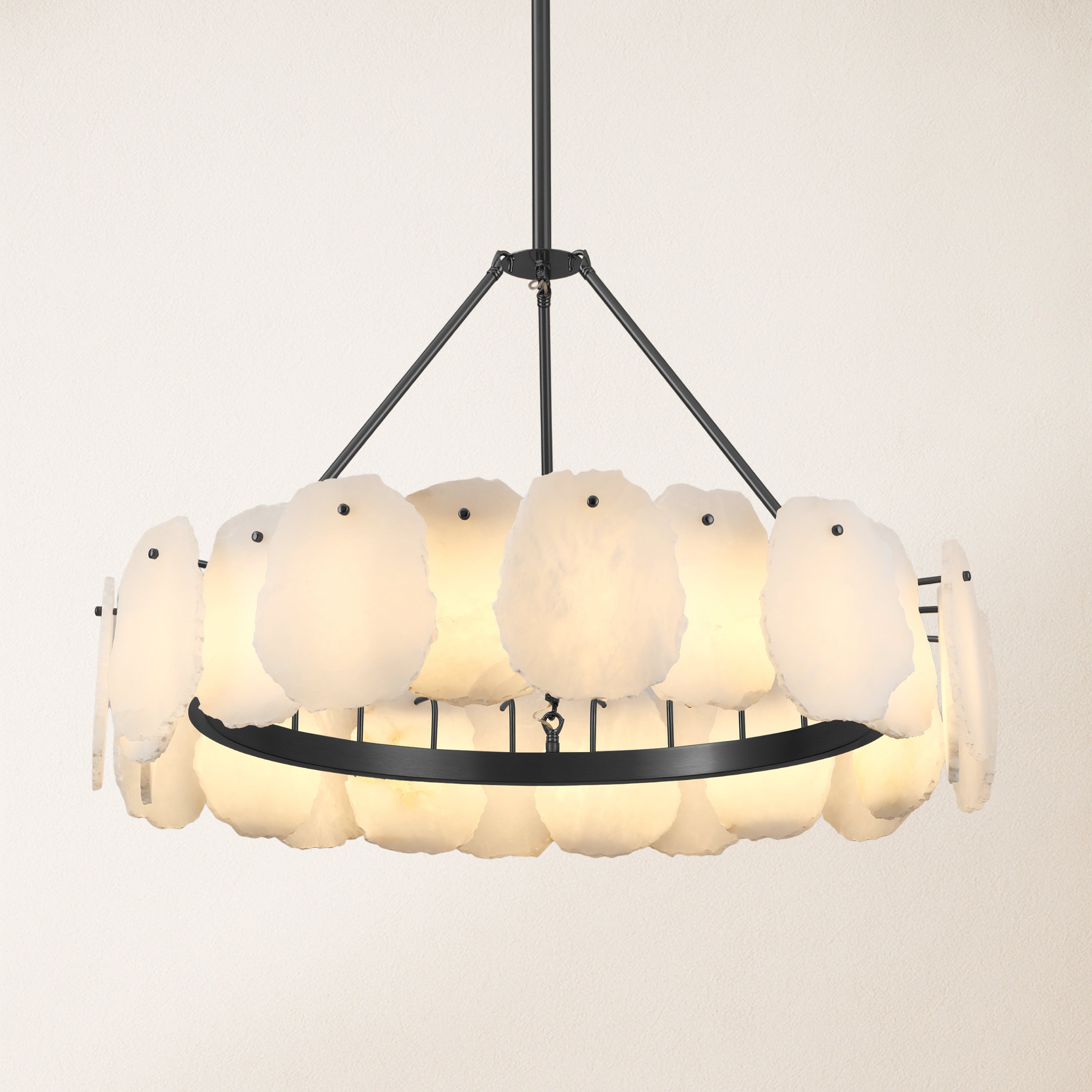 Moira Alabaster Round Chandelier 32"D#Finish_Black