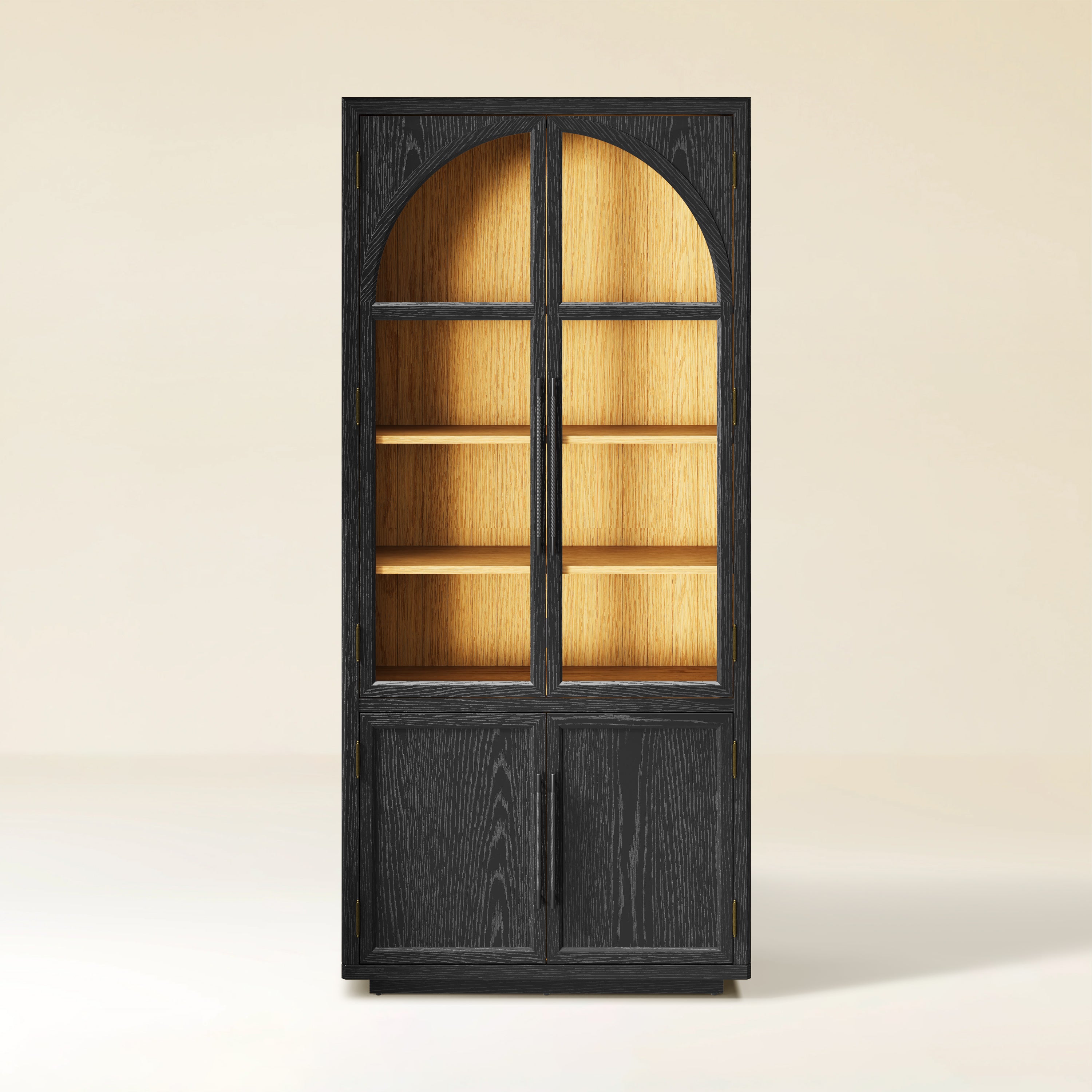 Aurae Arched Bookcase with Cabinet 80"H