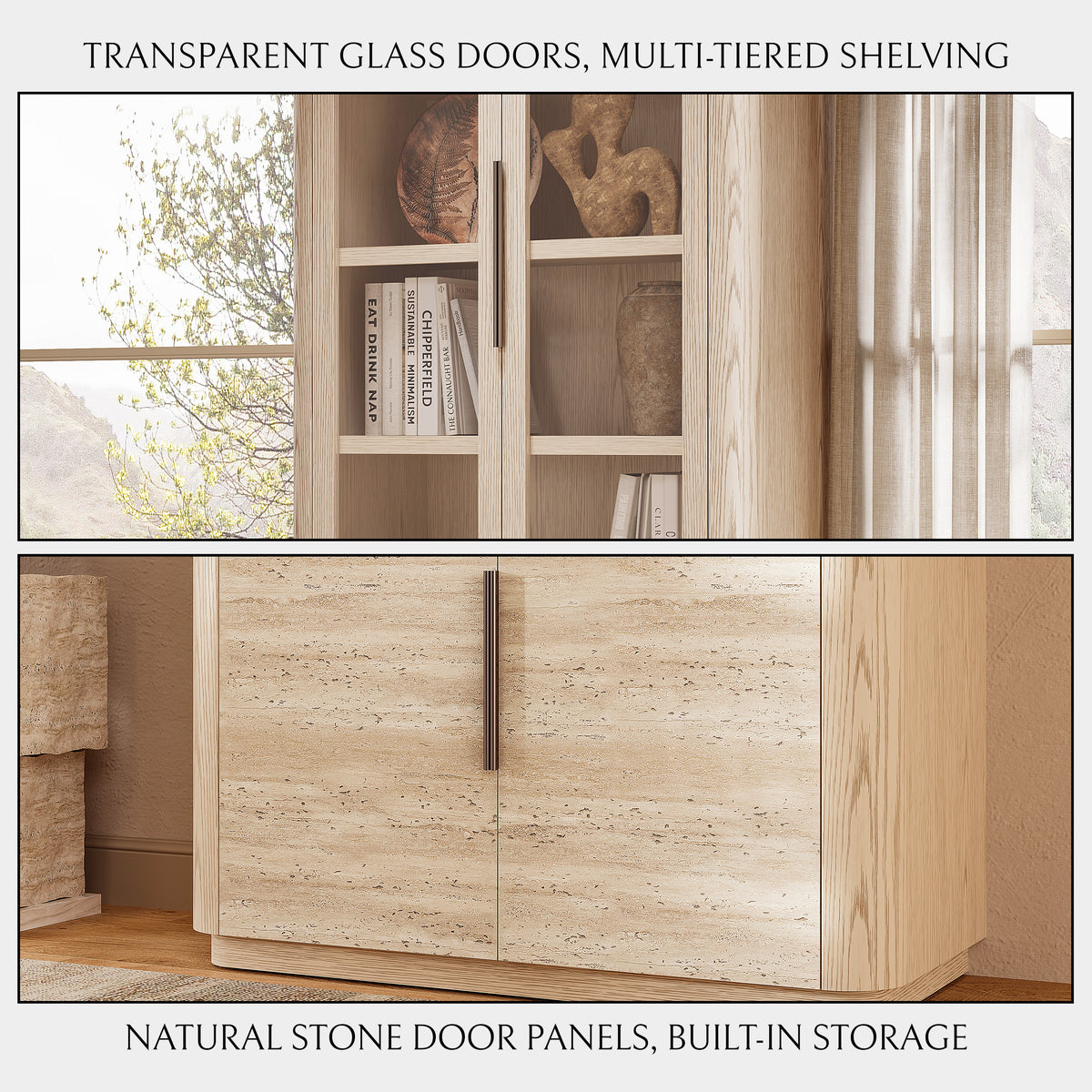 Tivoli Bookcase with Cabinet 89"H