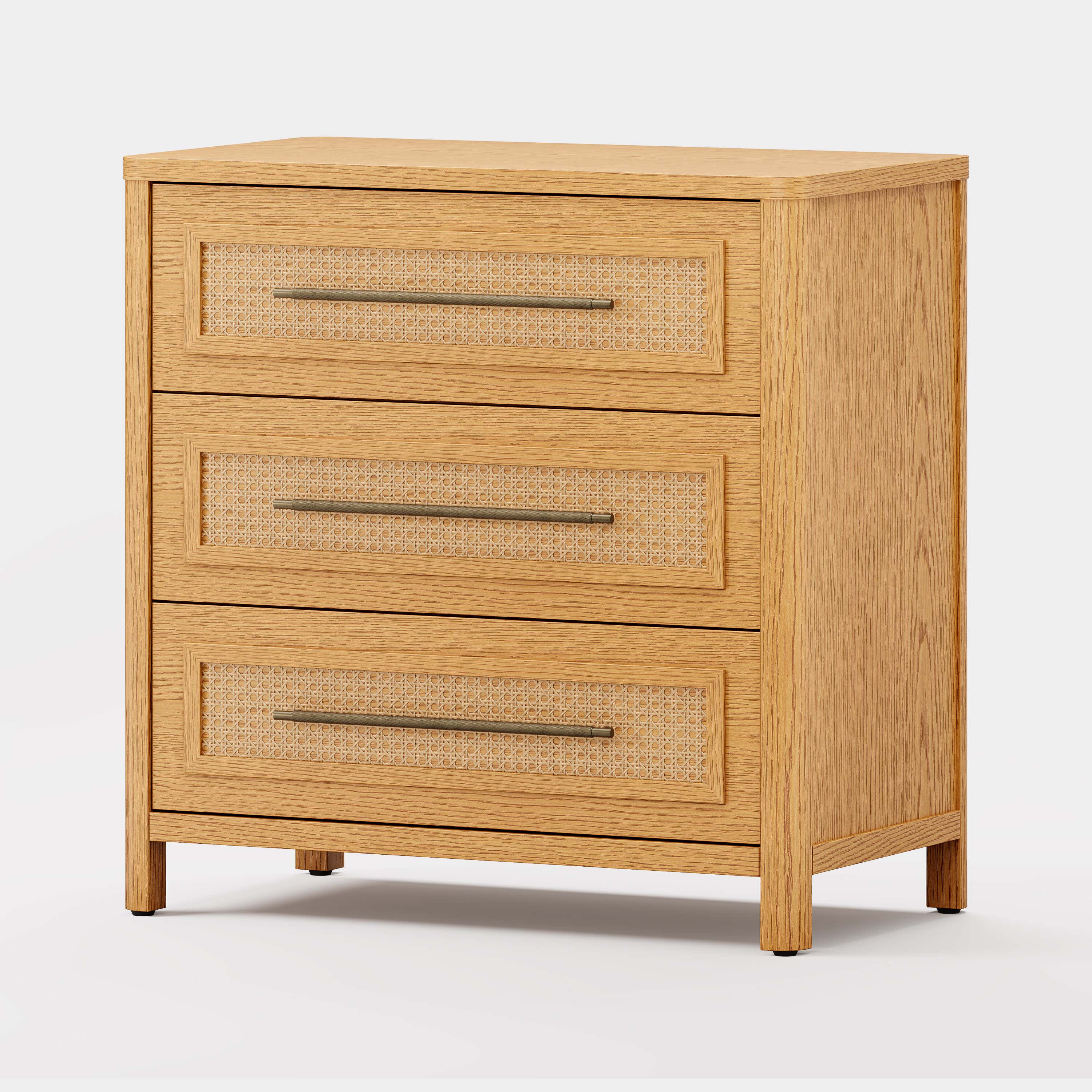 Arden Cane 32" Oak 3-Drawer Chest