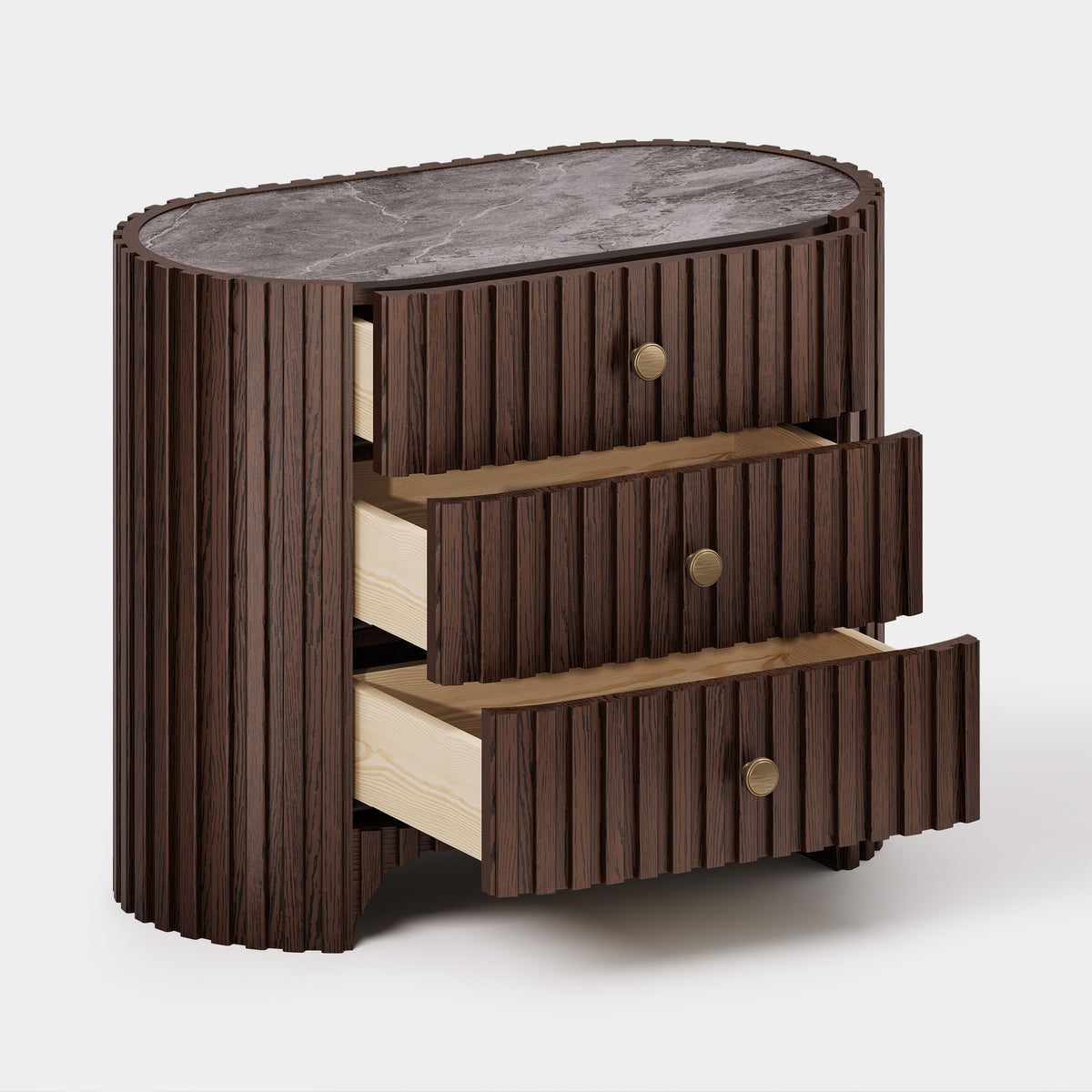 Sinclair Fluted Stone Nightstand 30"W