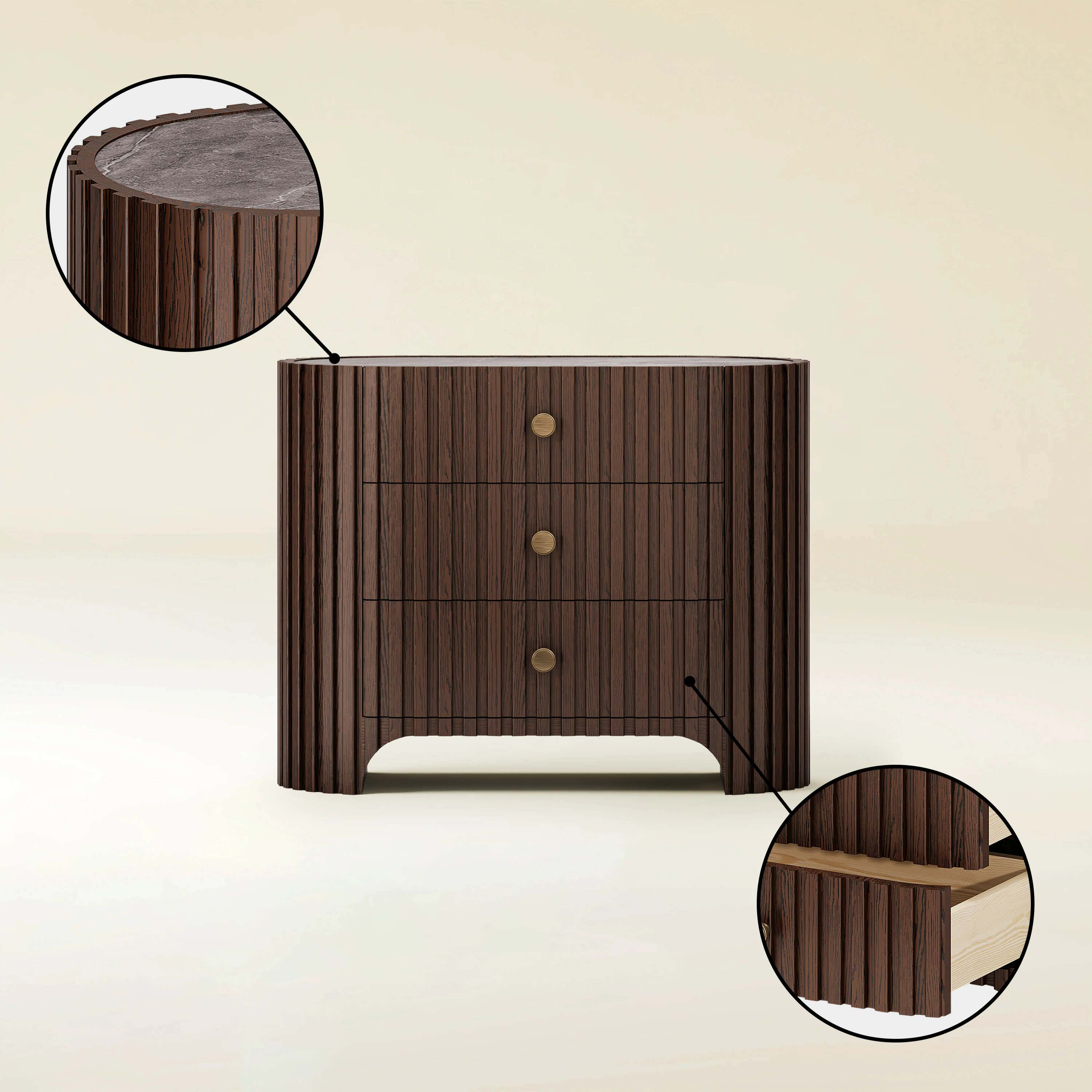 Sinclair Fluted Stone Nightstand 30"W