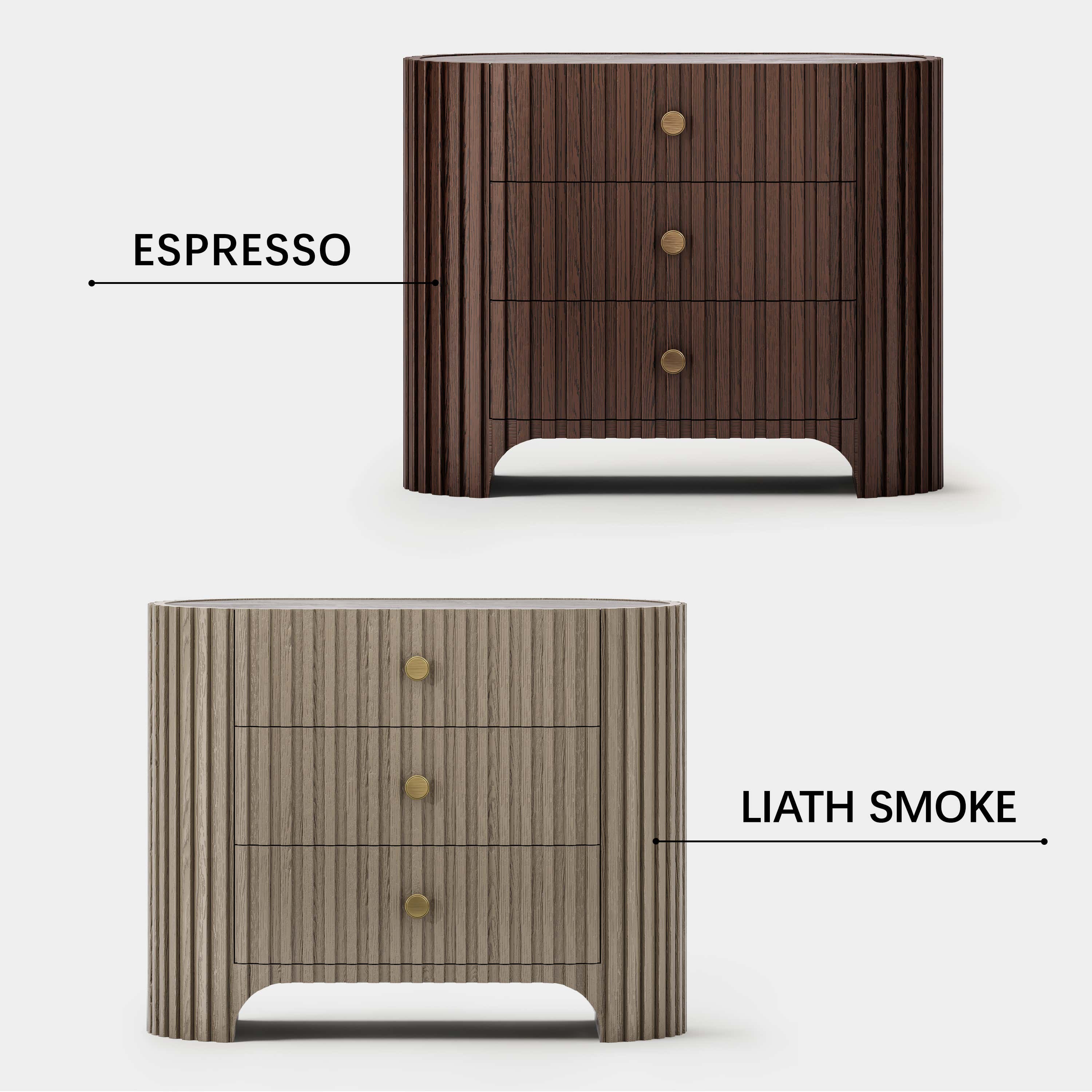 Sinclair Fluted Stone Nightstand 30"W