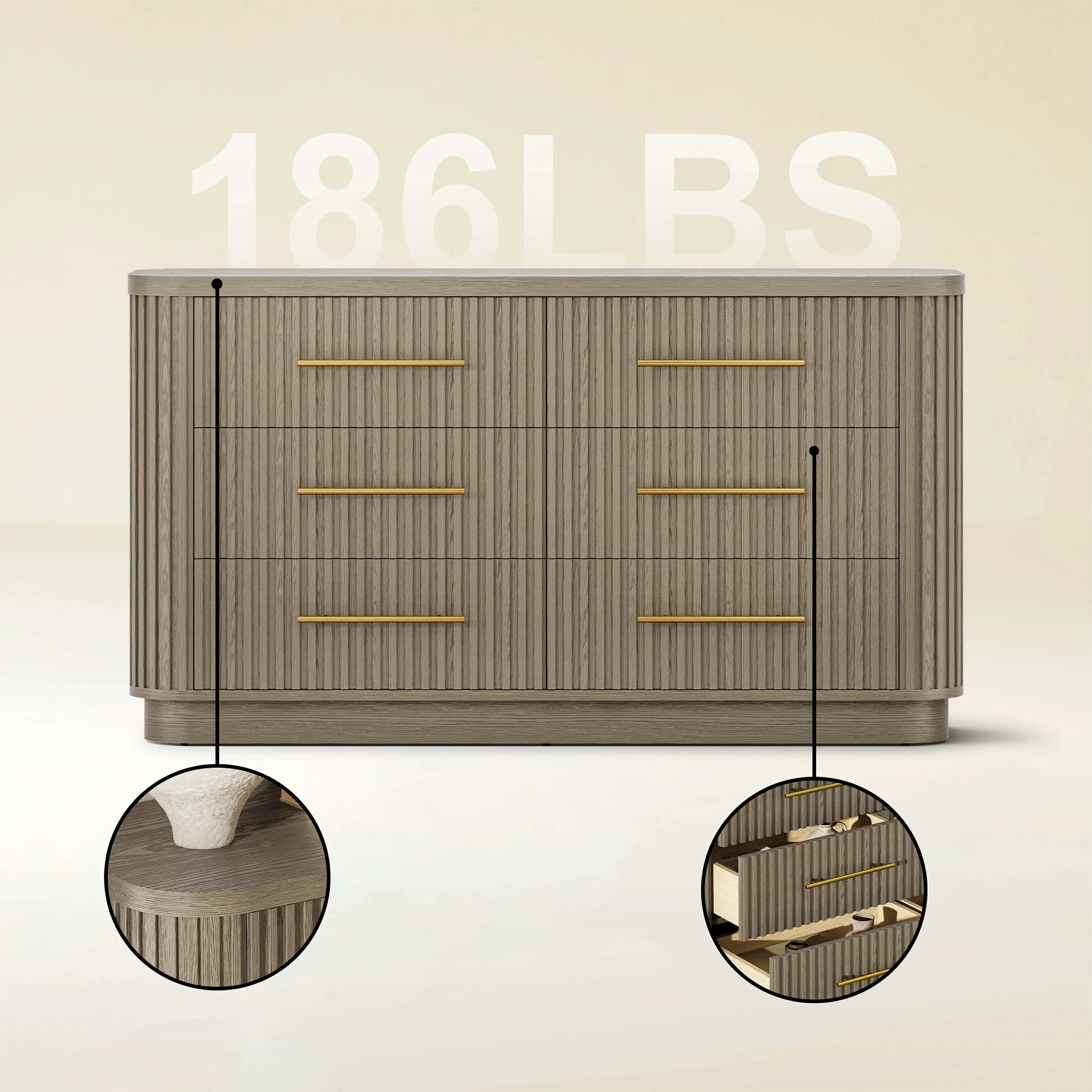 Sinclair Fluted 6-Drawer Chest 60"W