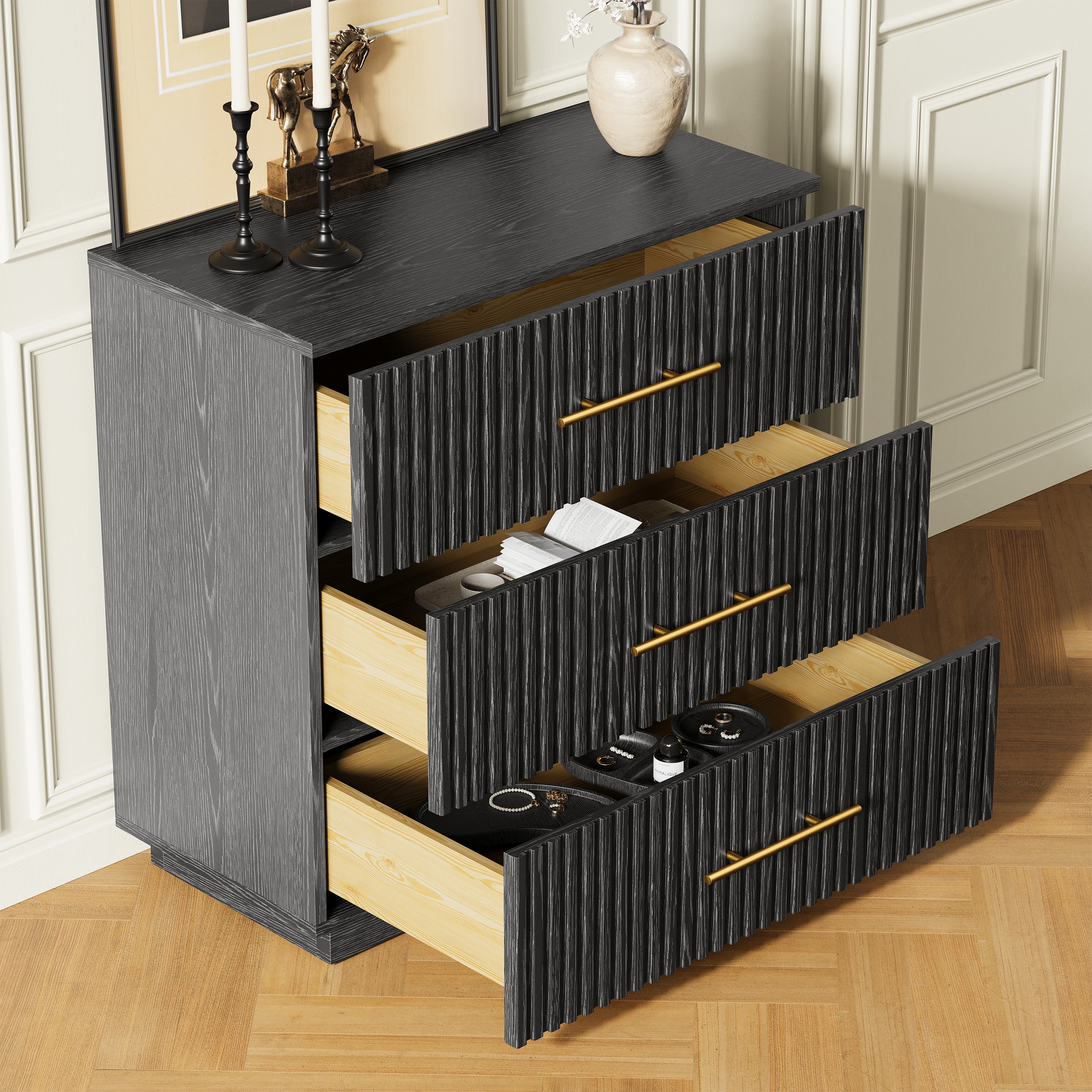 Holt 95" Oak 9-Drawer Chest(Set of 3)