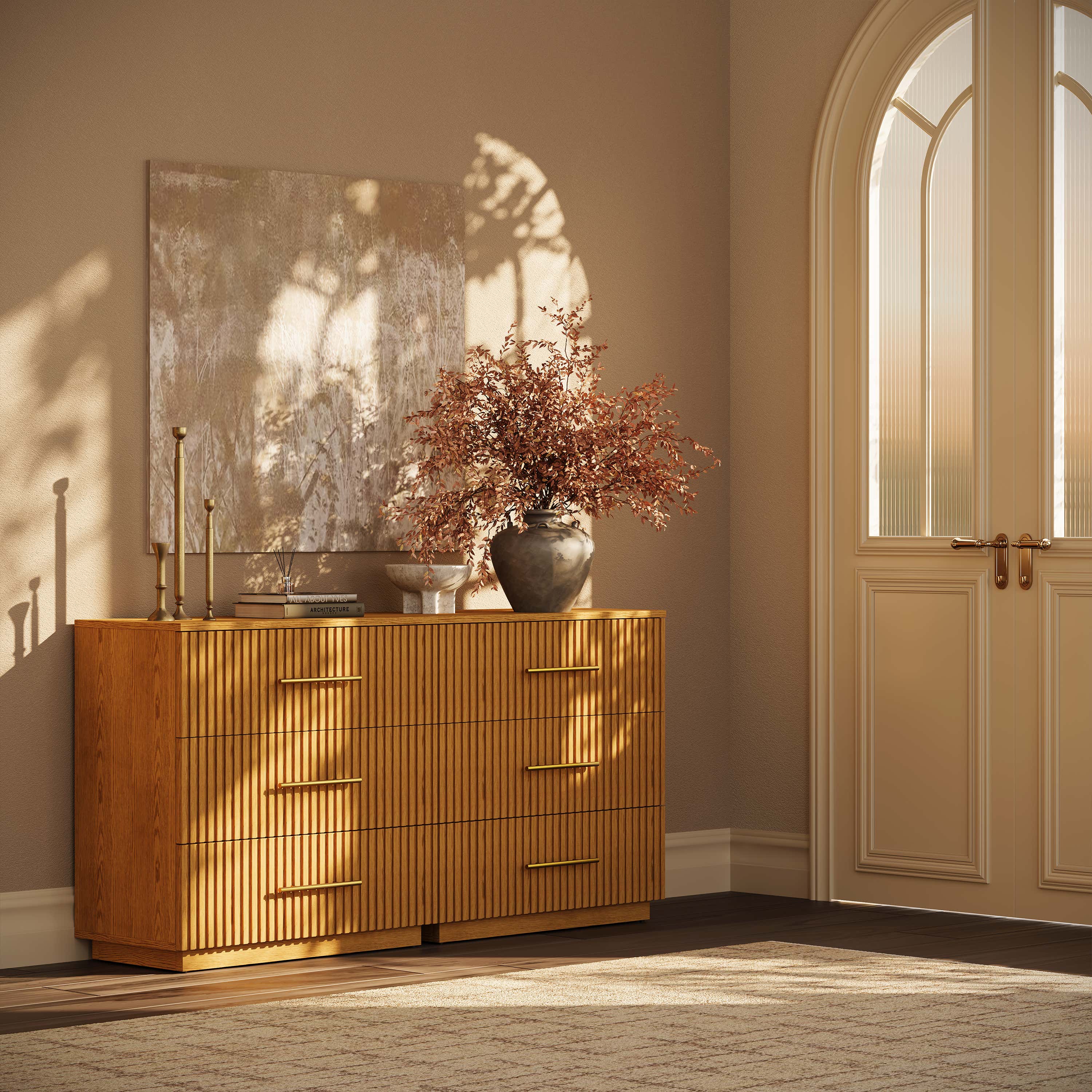 Holt 95" Oak 9-Drawer Chest(Set of 3)