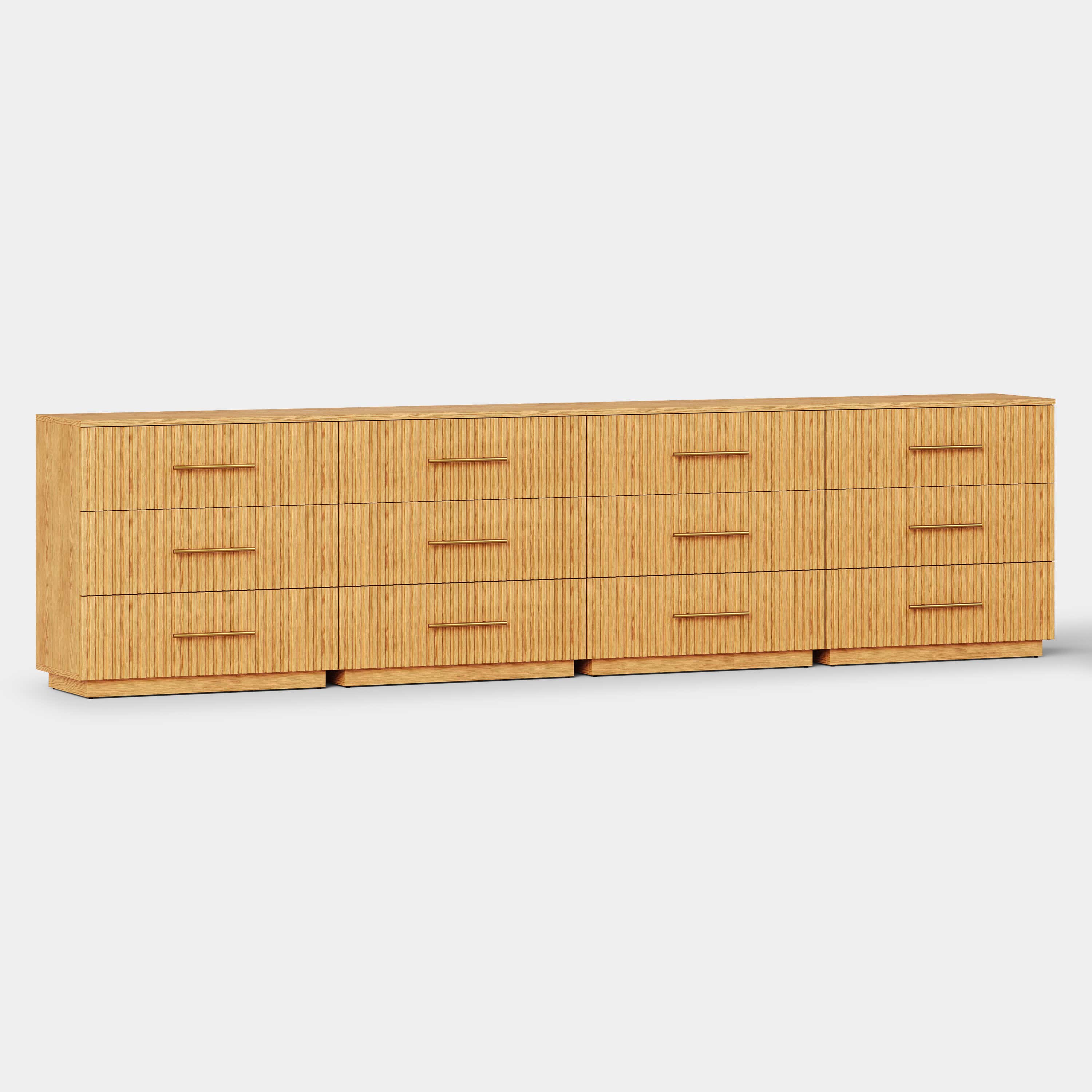 Holt 126" Oak 12-Drawer Chest(Set of 4)