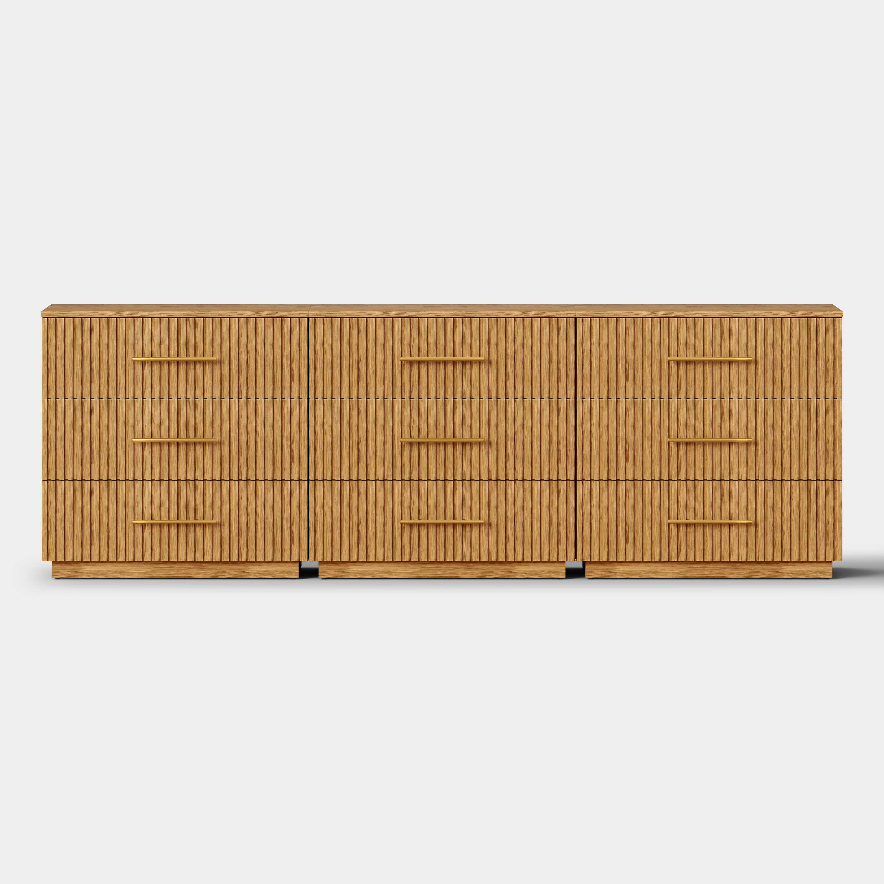 Holt 95" Oak 9-Drawer Chest(Set of 3)