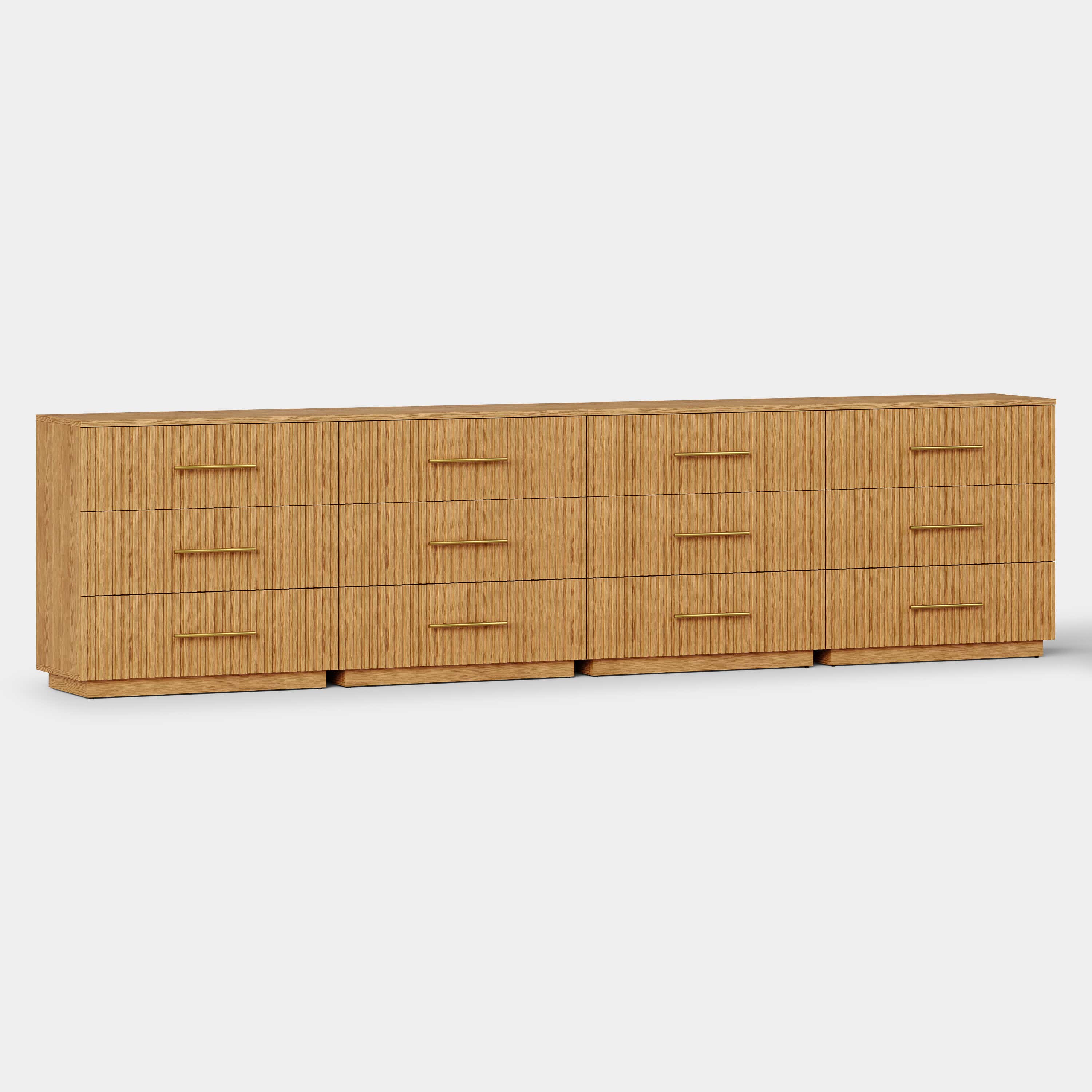 Holt 126" Oak 12-Drawer Chest(Set of 4)