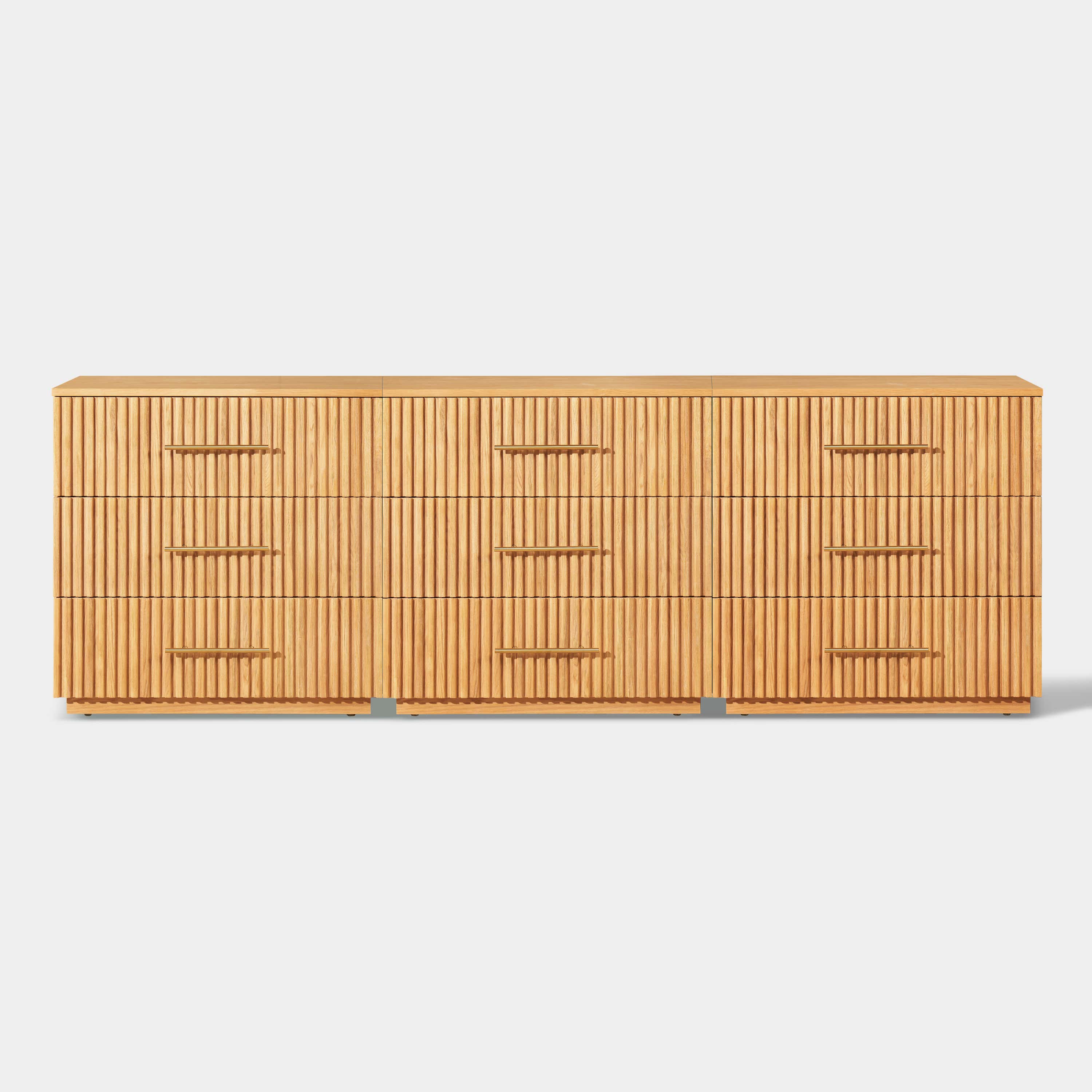 Holt 95" Oak 9-Drawer Chest(Set of 3)