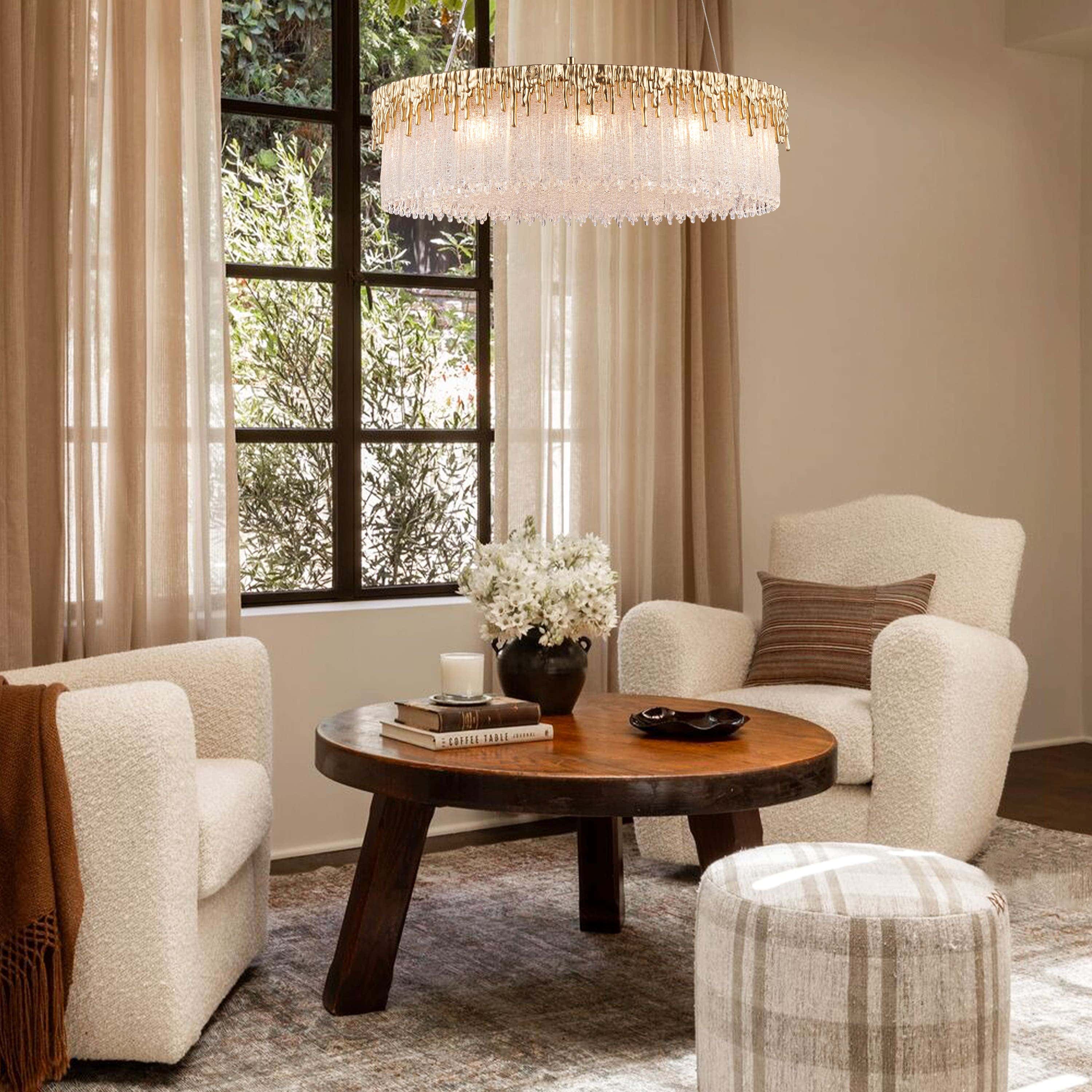 Rheo Crystal Glass Round Chandelier 24"D