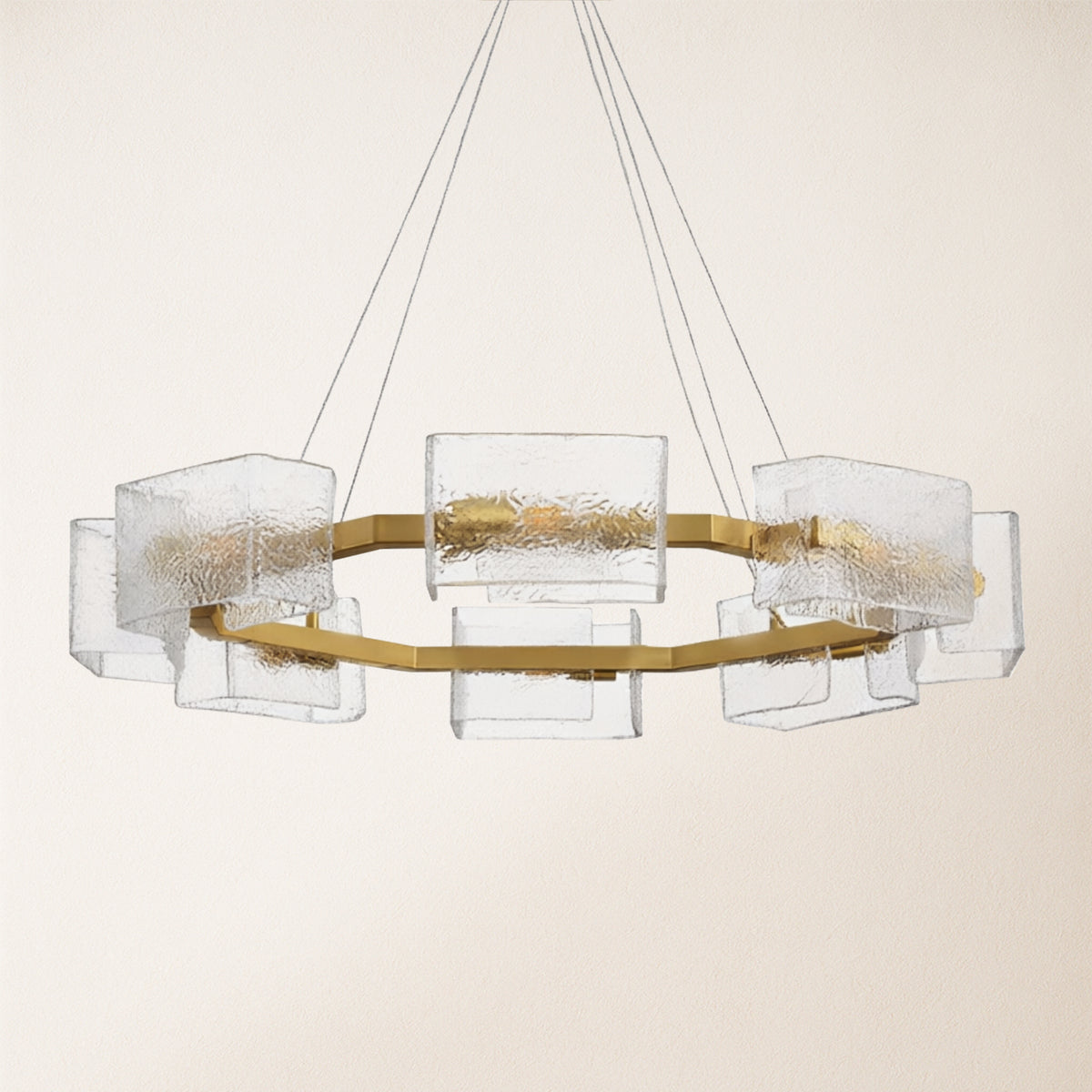 Vitreolith Glass Geometric Ring Chandelier 35"W